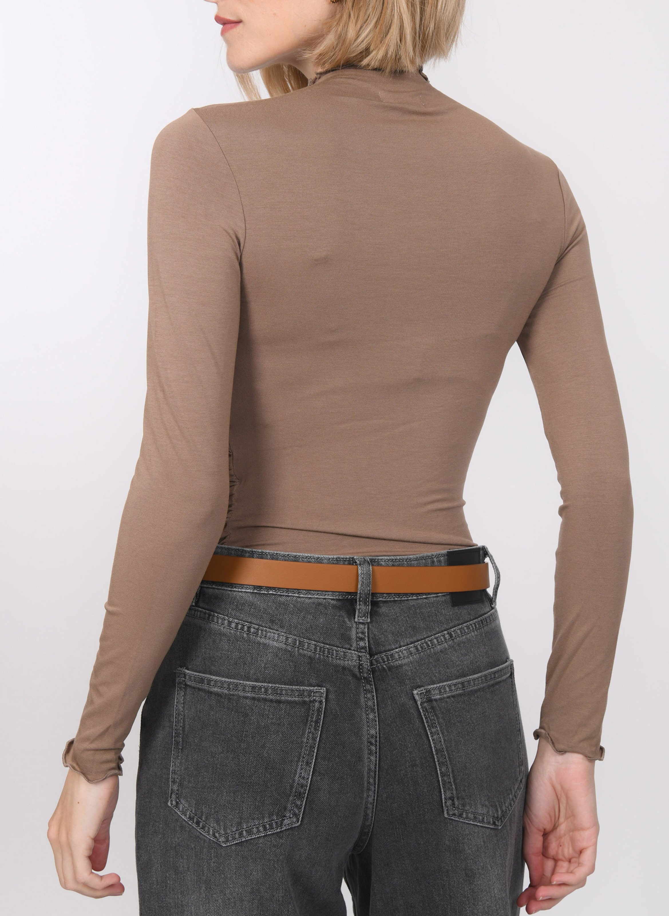 Tee-shirt ajusté effet drapé uni KOOKAI Beige