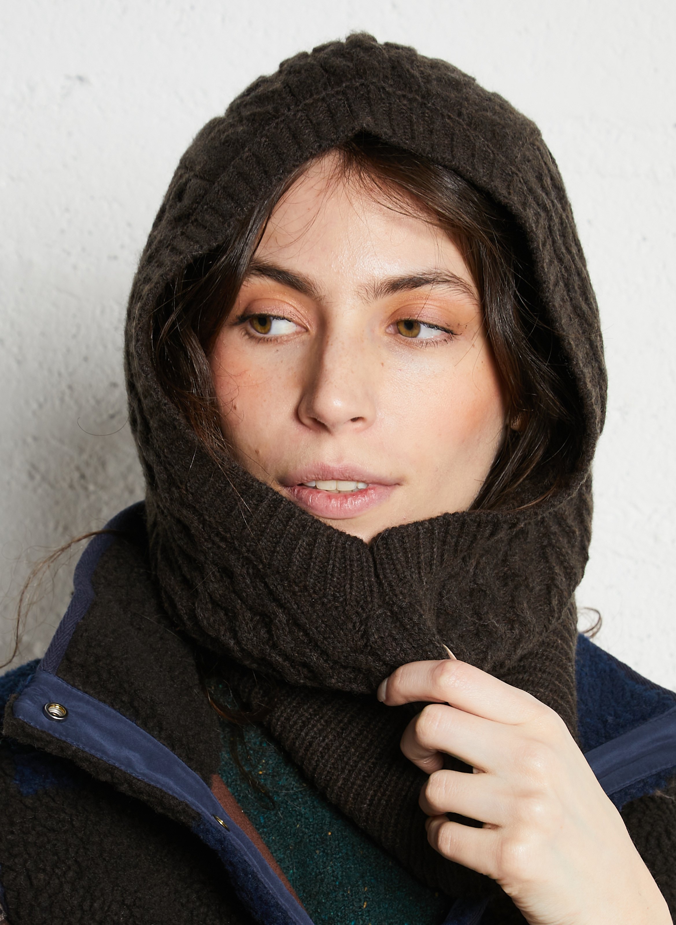 Cagoule en laine mélangée MAISON 123 Marron