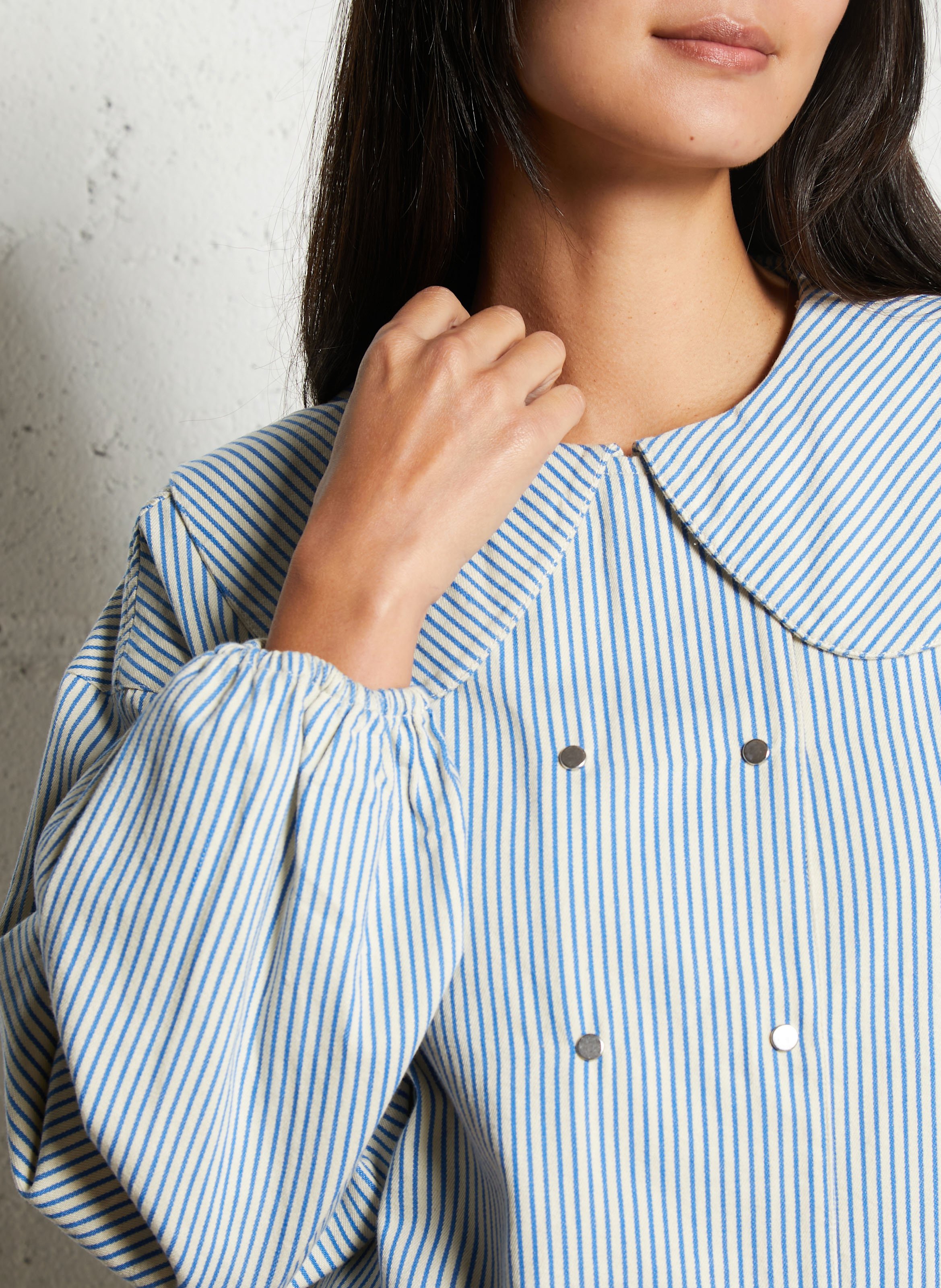 Chemise ample col claudine en coton THE TINY BIG SISTER Beige