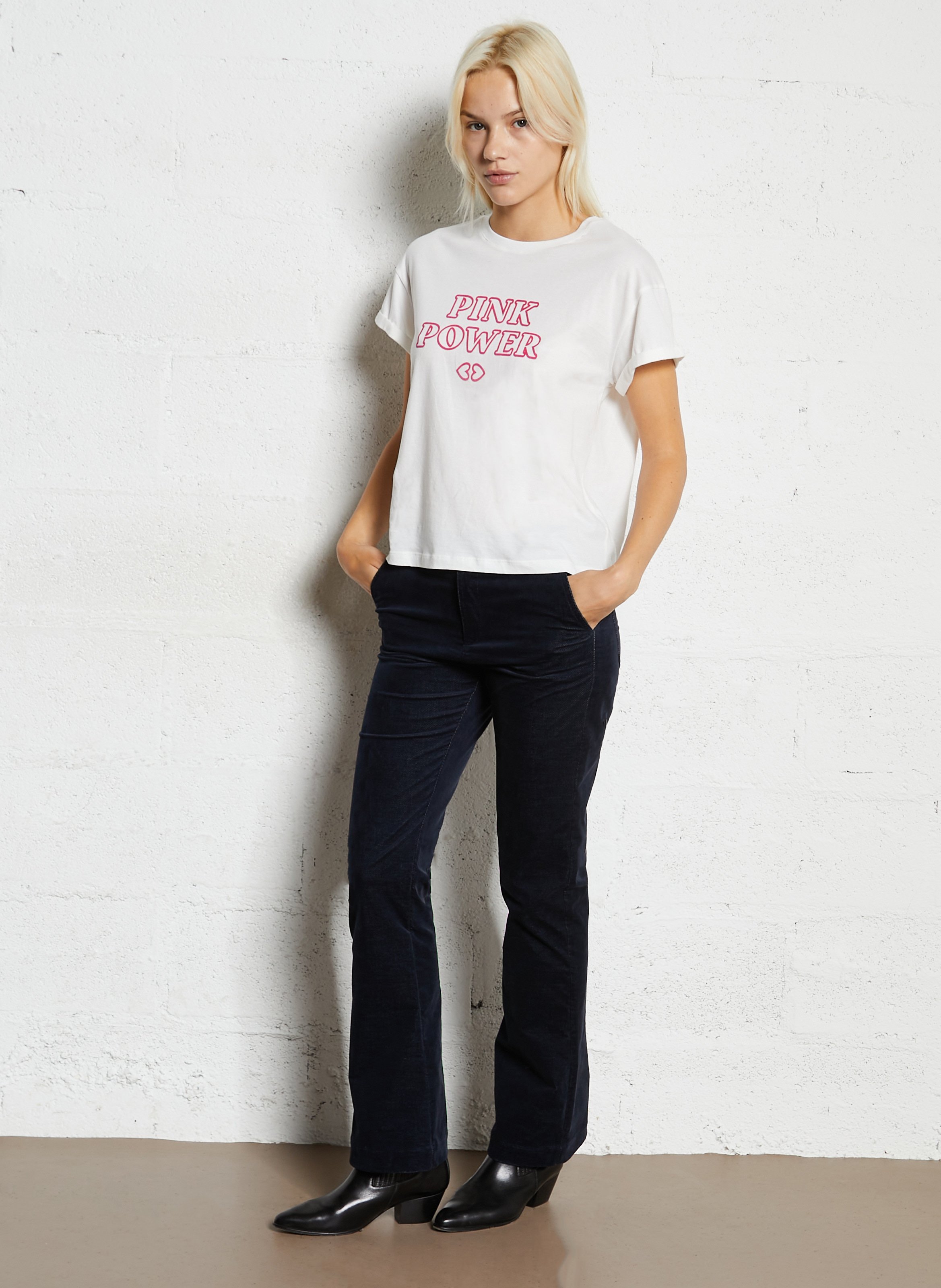 Oversized round-neck cotton T-shirt I CODE White