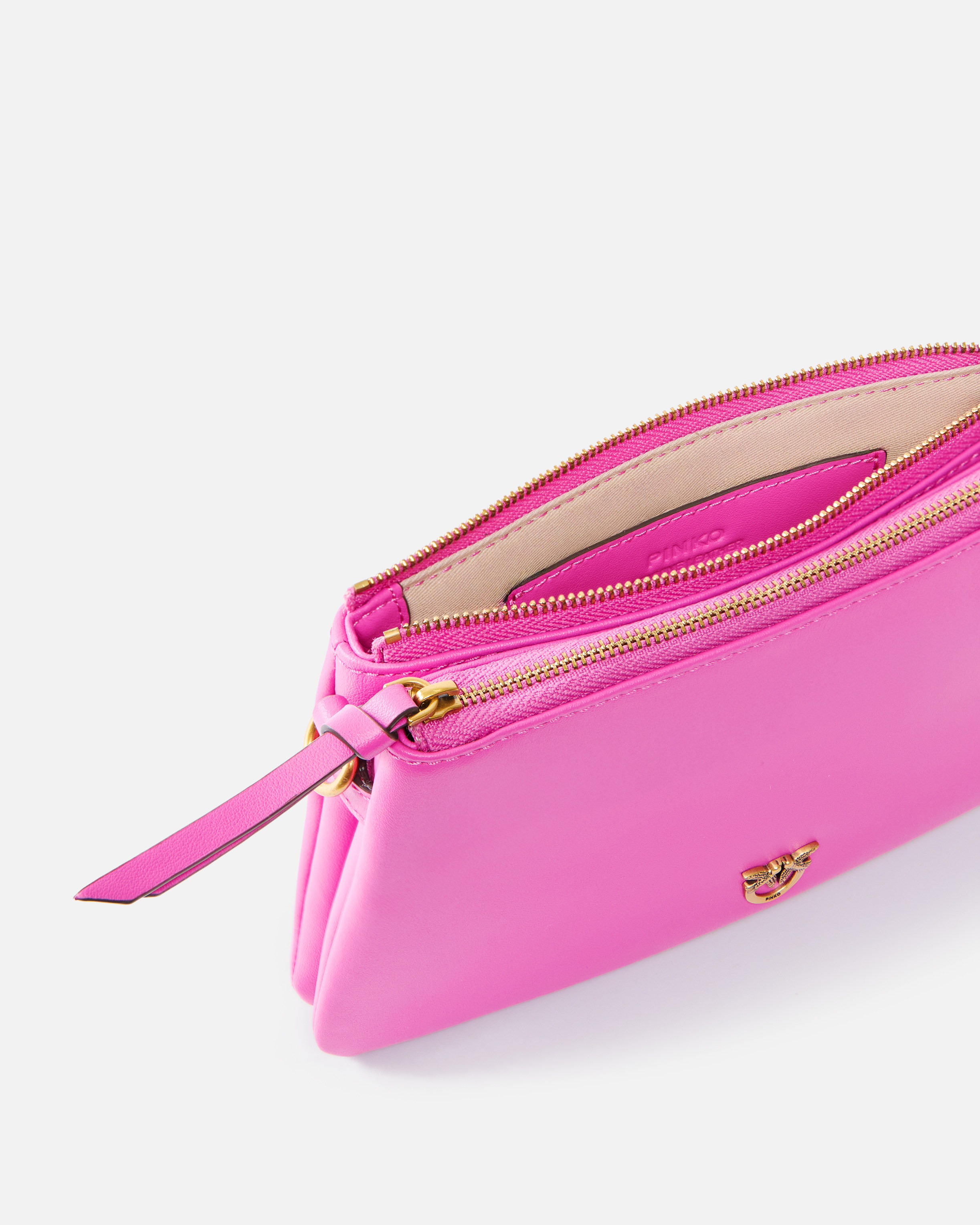 Small leather shoulder bag with love birds logo PINKO Pink