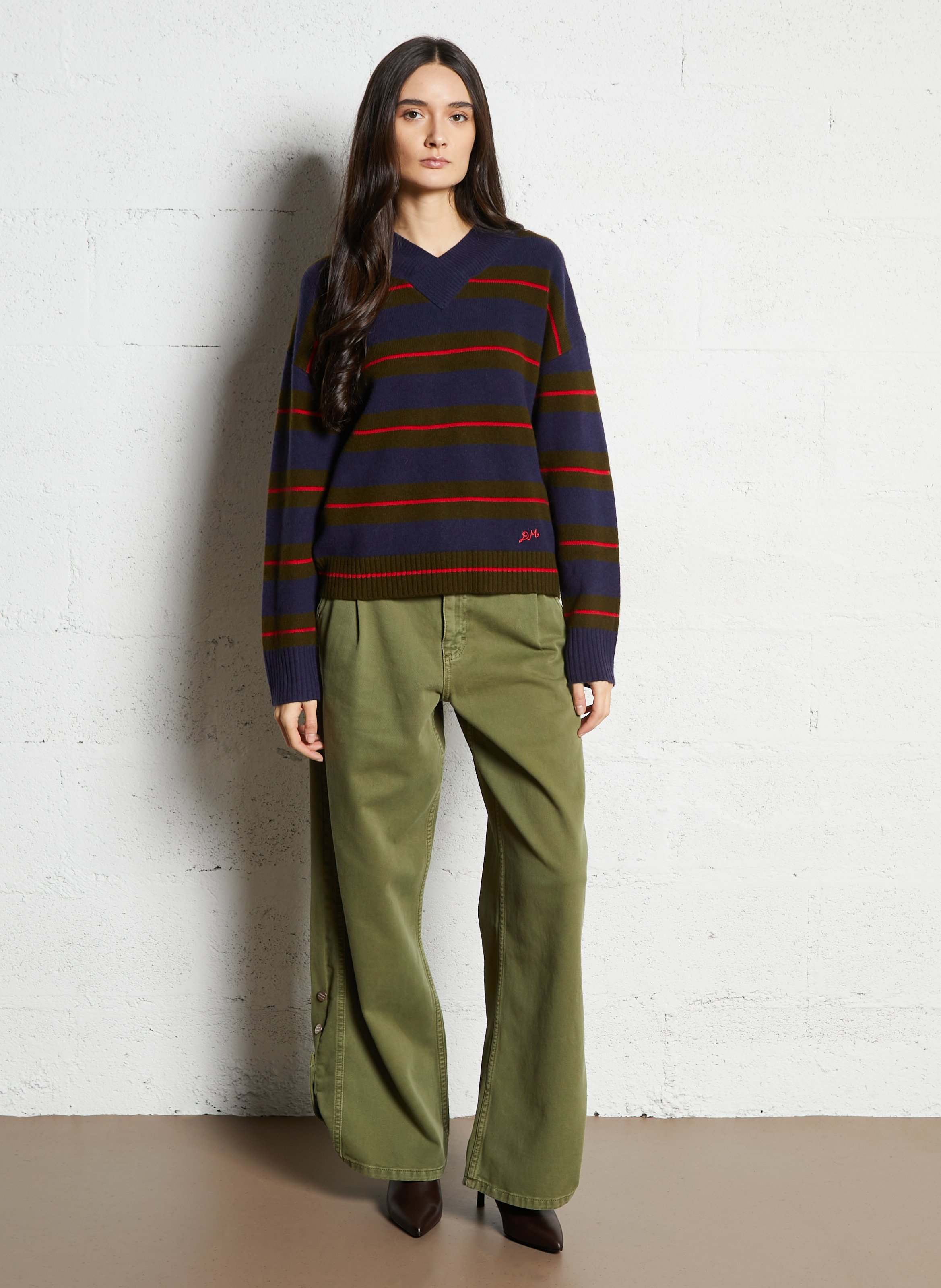 Wide-leg organic cotton pants DAMSON MADDER Khaki