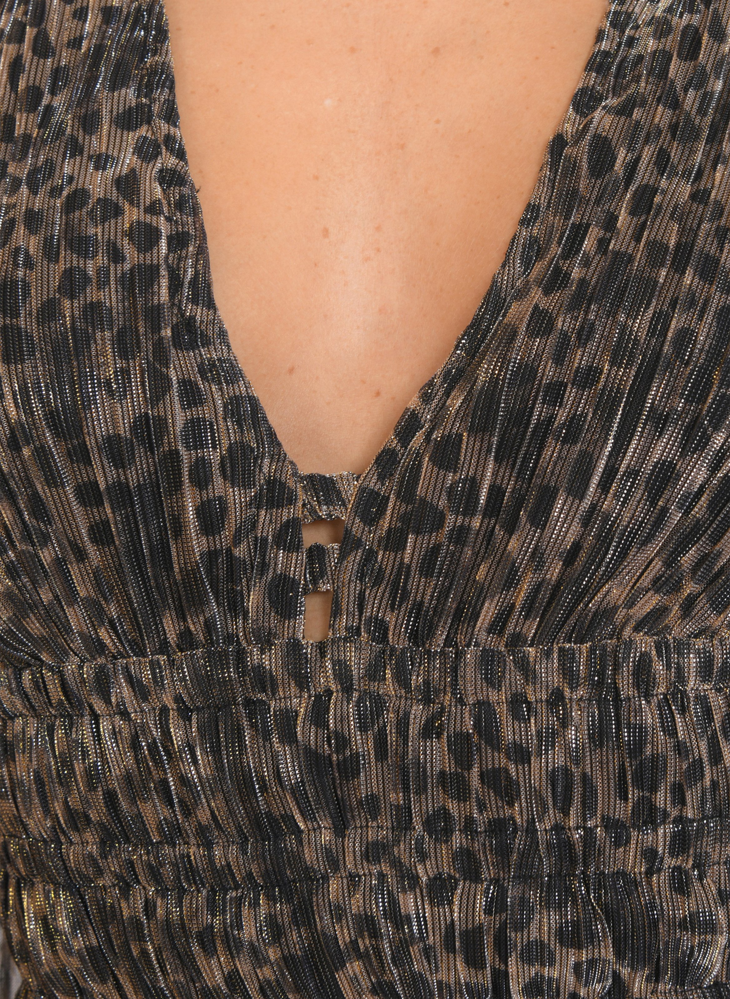 Halflange jurk met V-hals en print KOOKAI Zwart