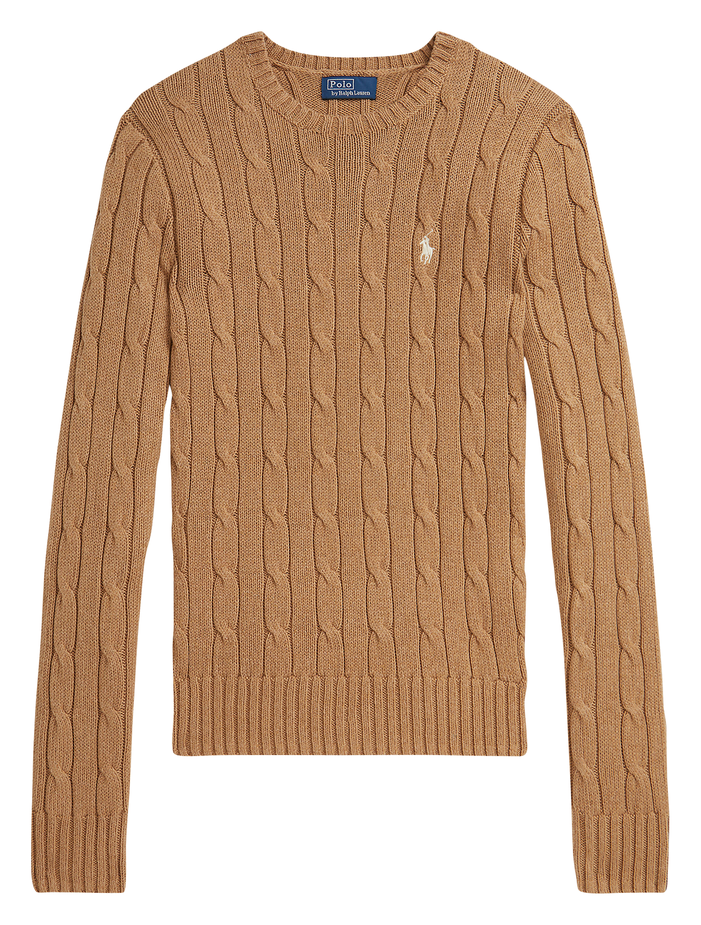 Pull moulant col rond en coton POLO RALPH LAUREN Beige