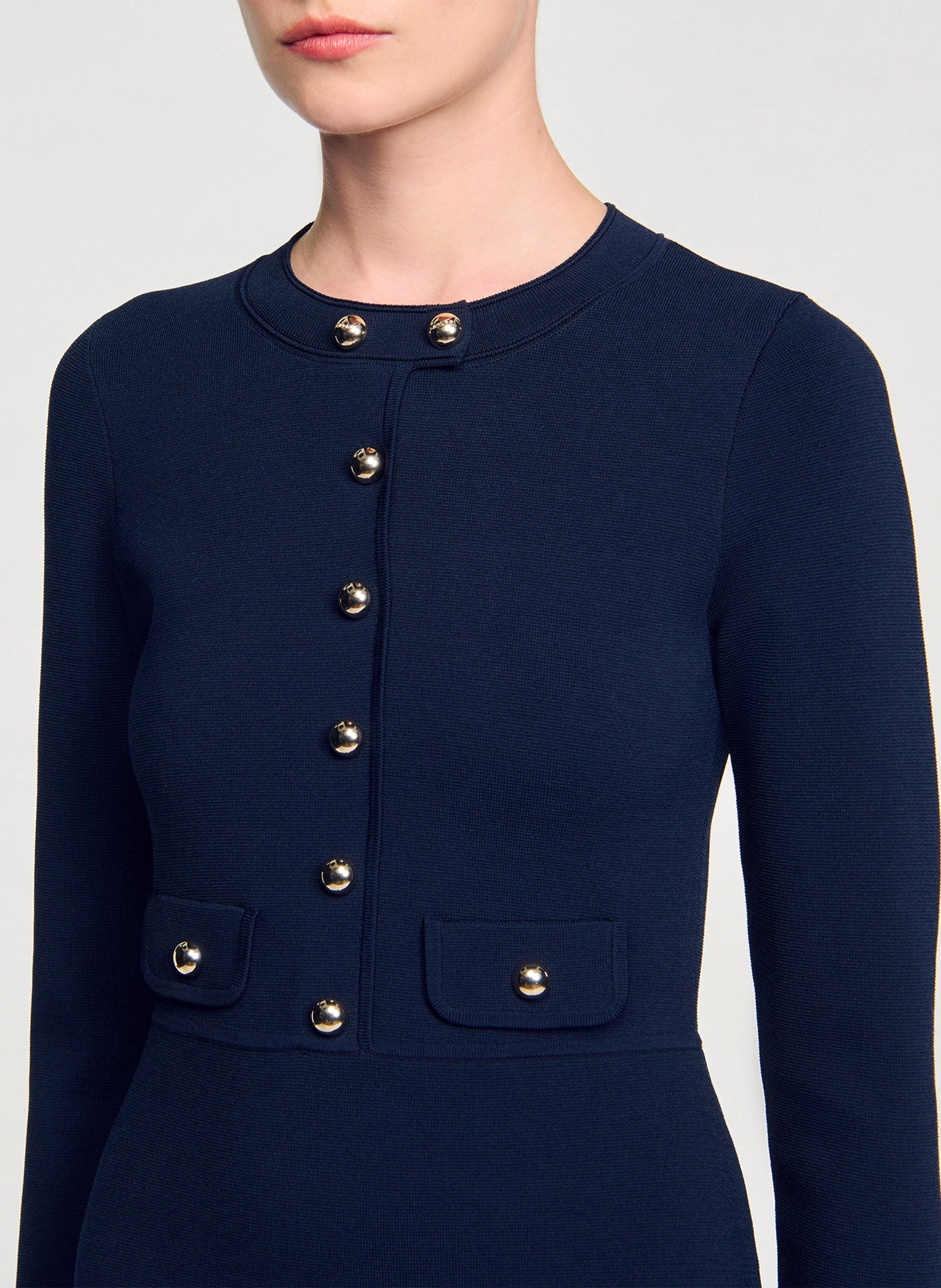 Robe droite col rond Bleu