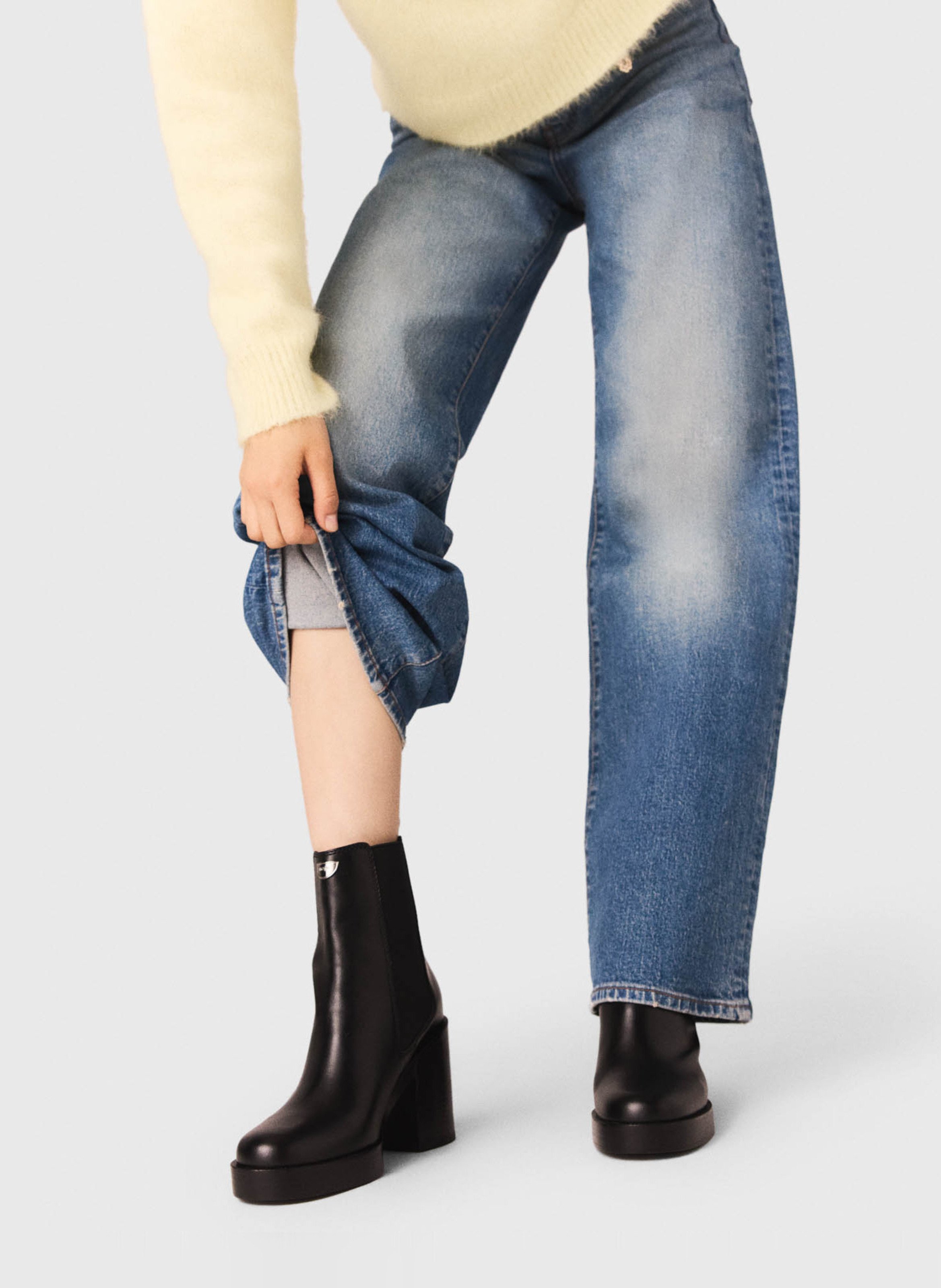 Platform leather Chelsea boots MAJE Black