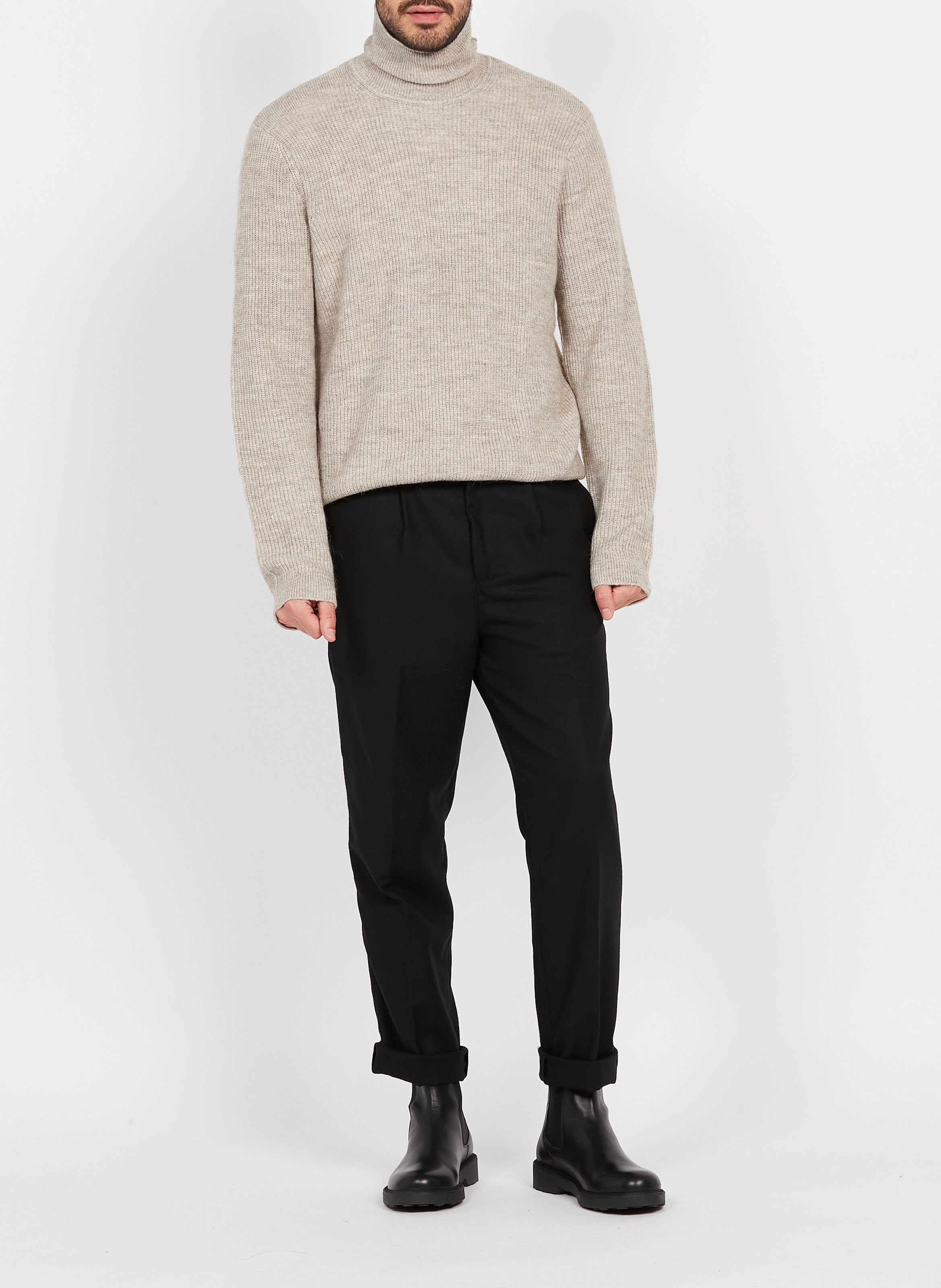 Pantalon à pinces droit en laine SAISON 1865 Marron