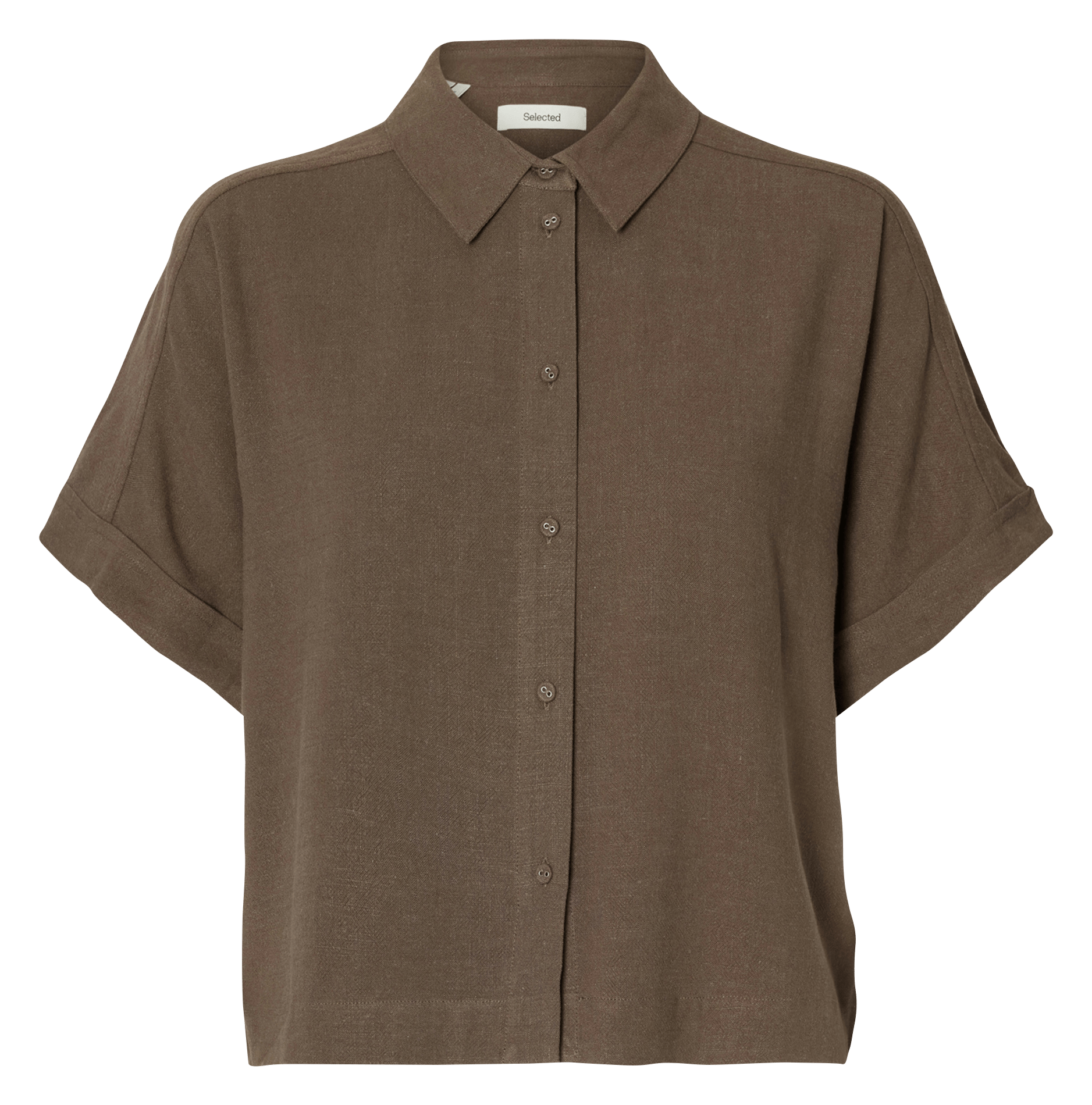 Chemise droite col classique SELECTED Marron