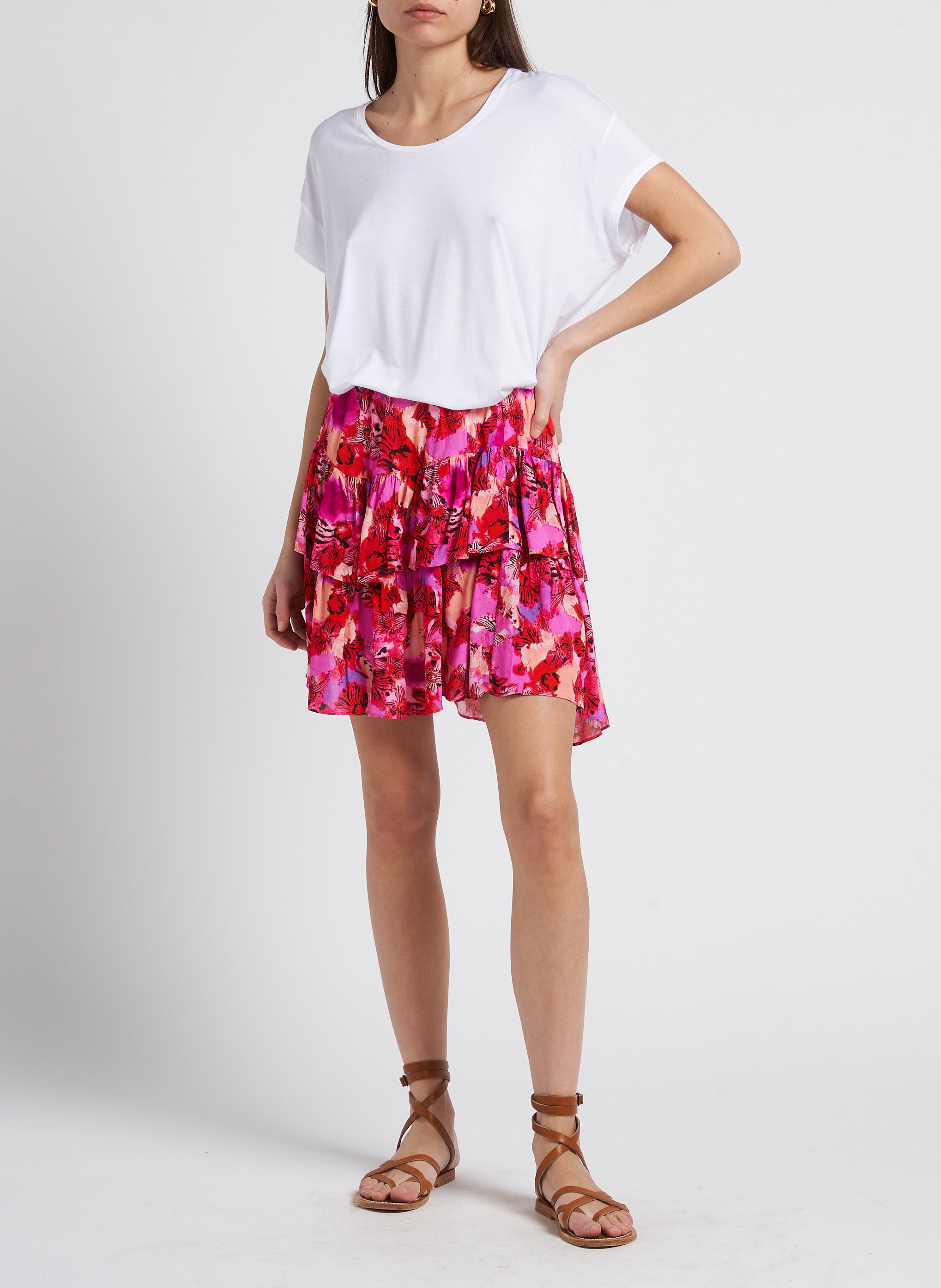 Kurzer Skaterrock mit Print IRO Rosa