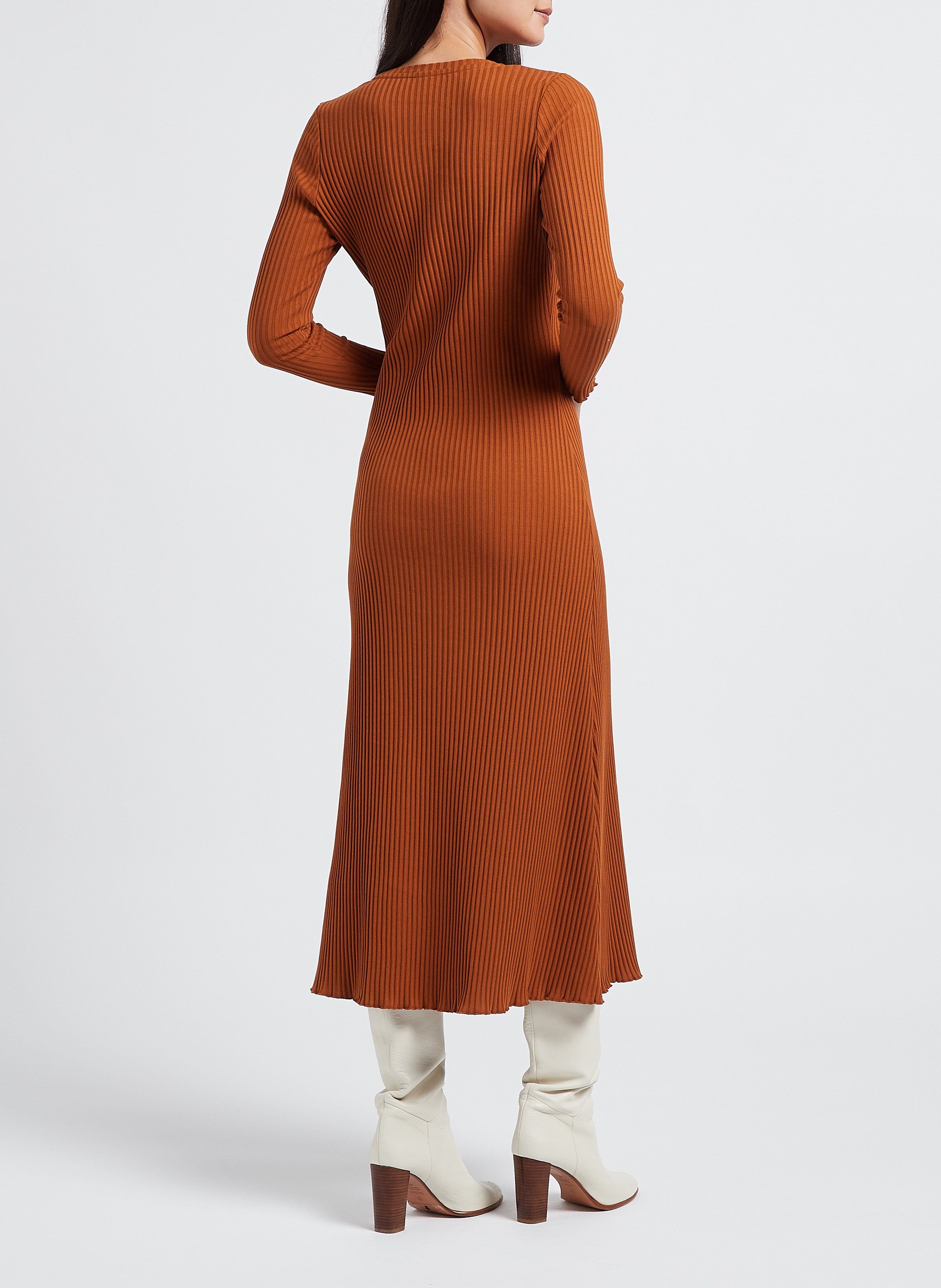 Figurbetontes Kleid mit Rundhalsausschnitt aus Baumwolle RITA ROW Braun