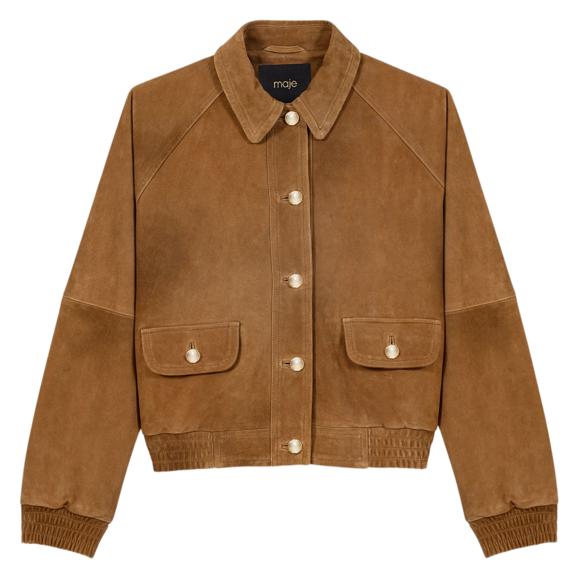 Straight-cut leather jacket MAJE Beige
