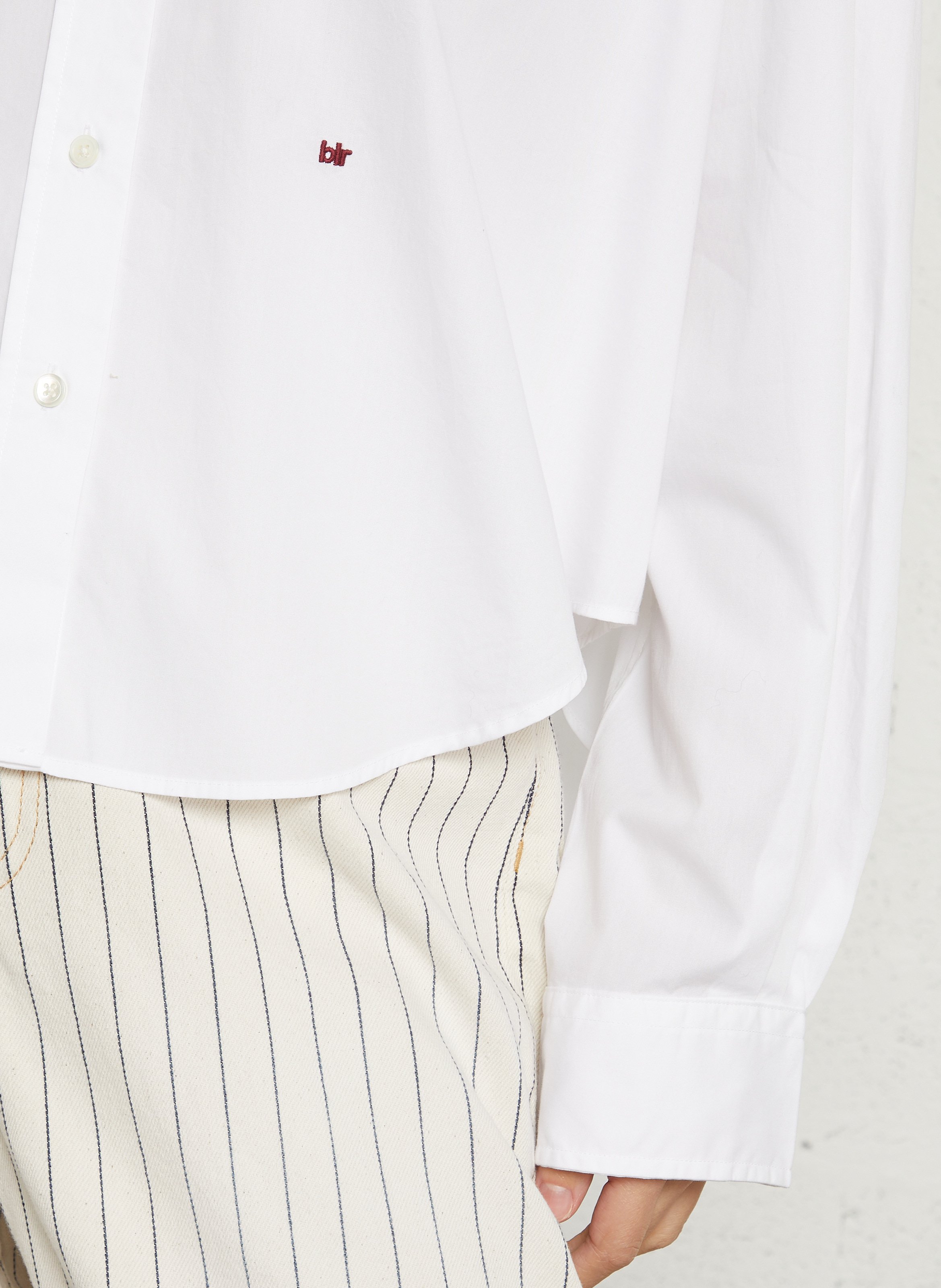 Weit geschnittene Baumwollbluse mit klassischem Kragen BELLEROSE Weiss