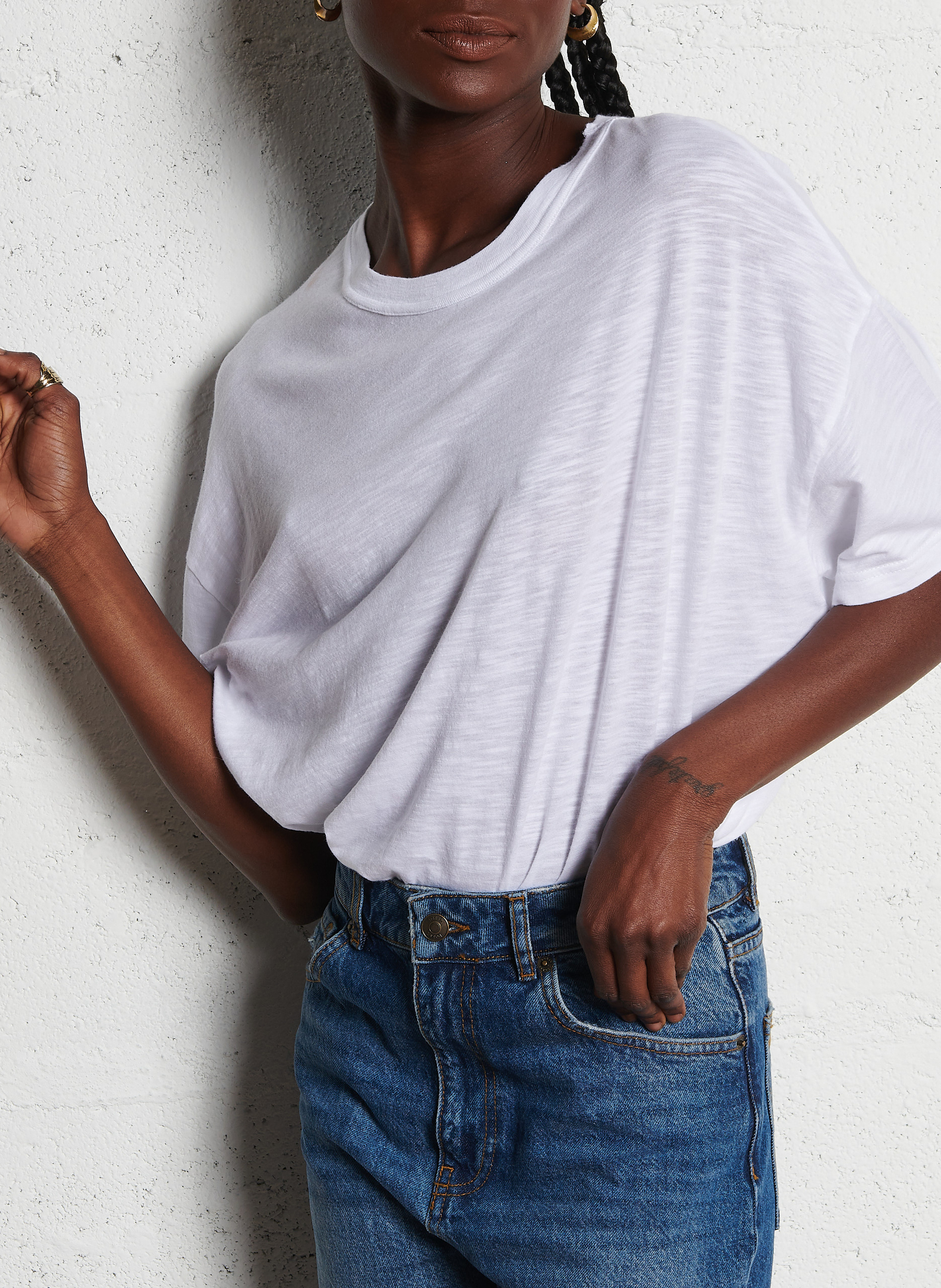 Tee-shirt col rond ample en coton mélangé AMERICAN VINTAGE