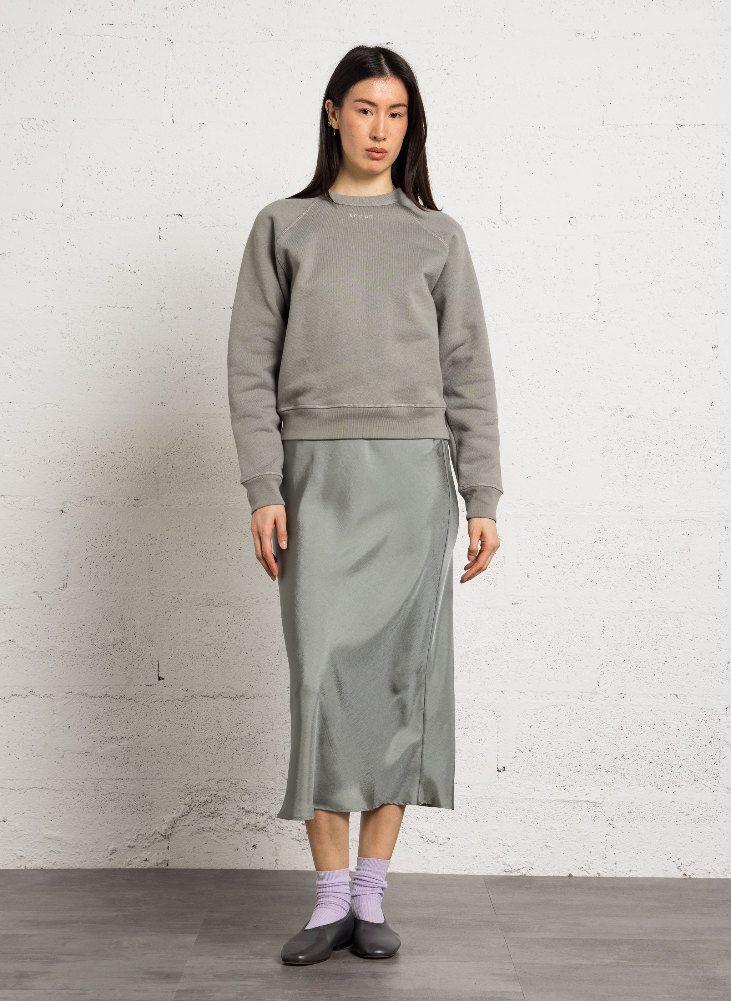 Gerader Bio-Baumwollpullover SOEUR Grau