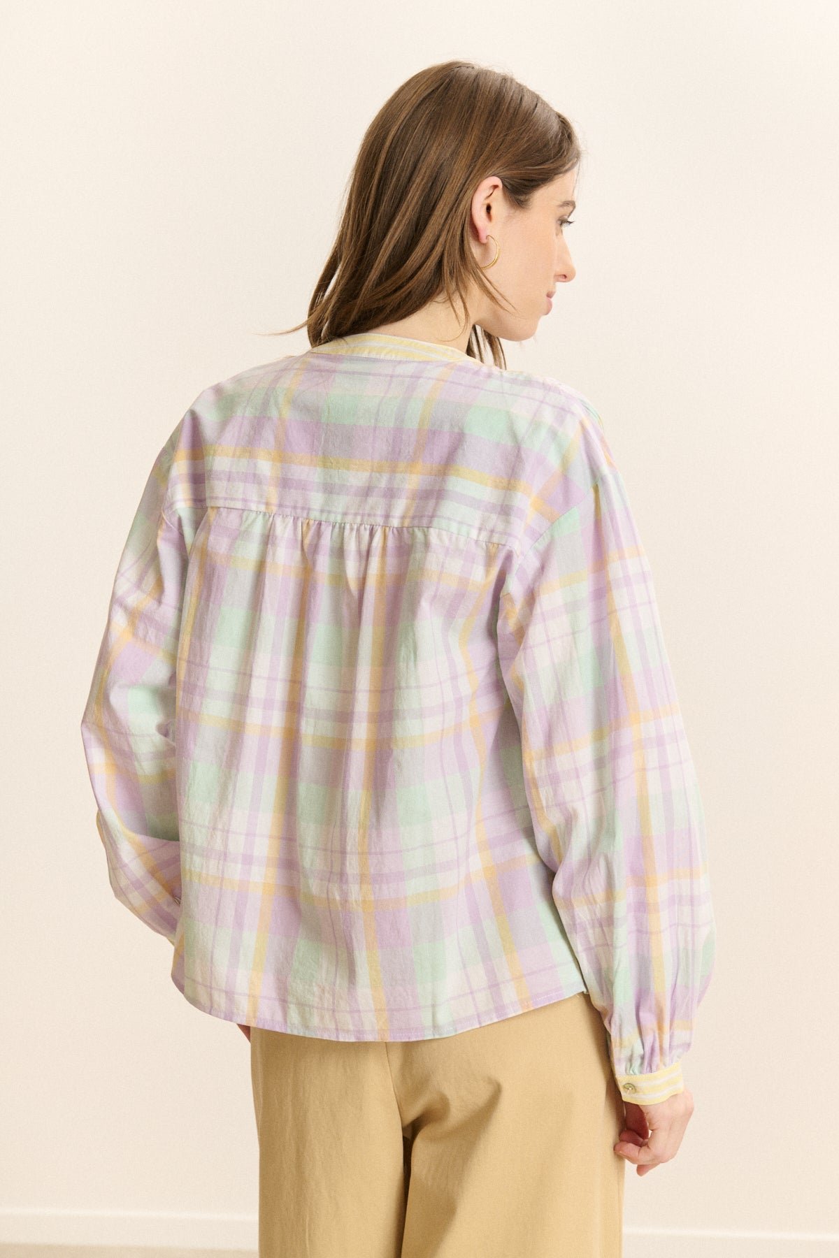 Long-sleeve plaid blouse GARANCE PARIS Purple