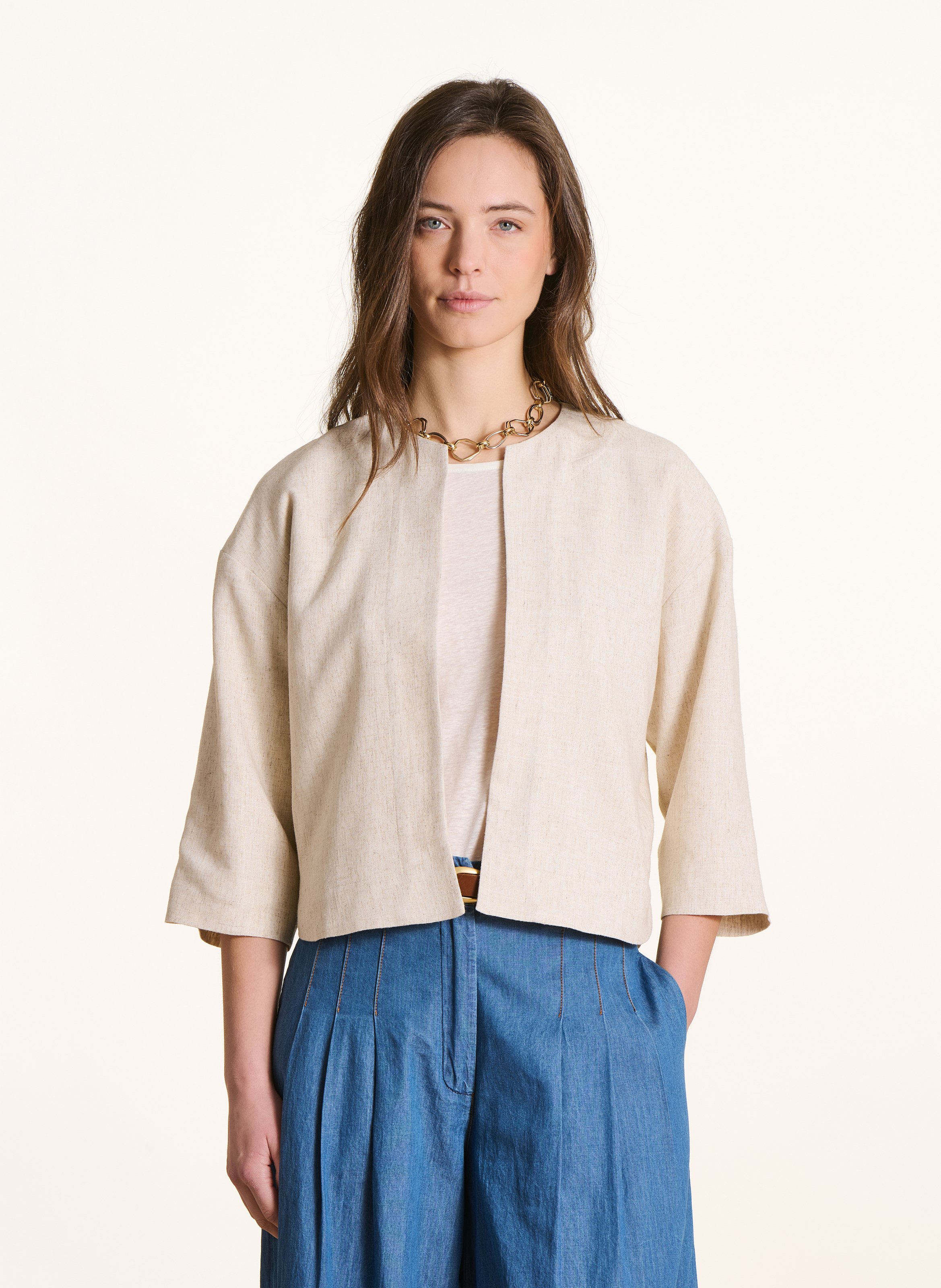 Veste col rond LA FEE MARABOUTEE Beige