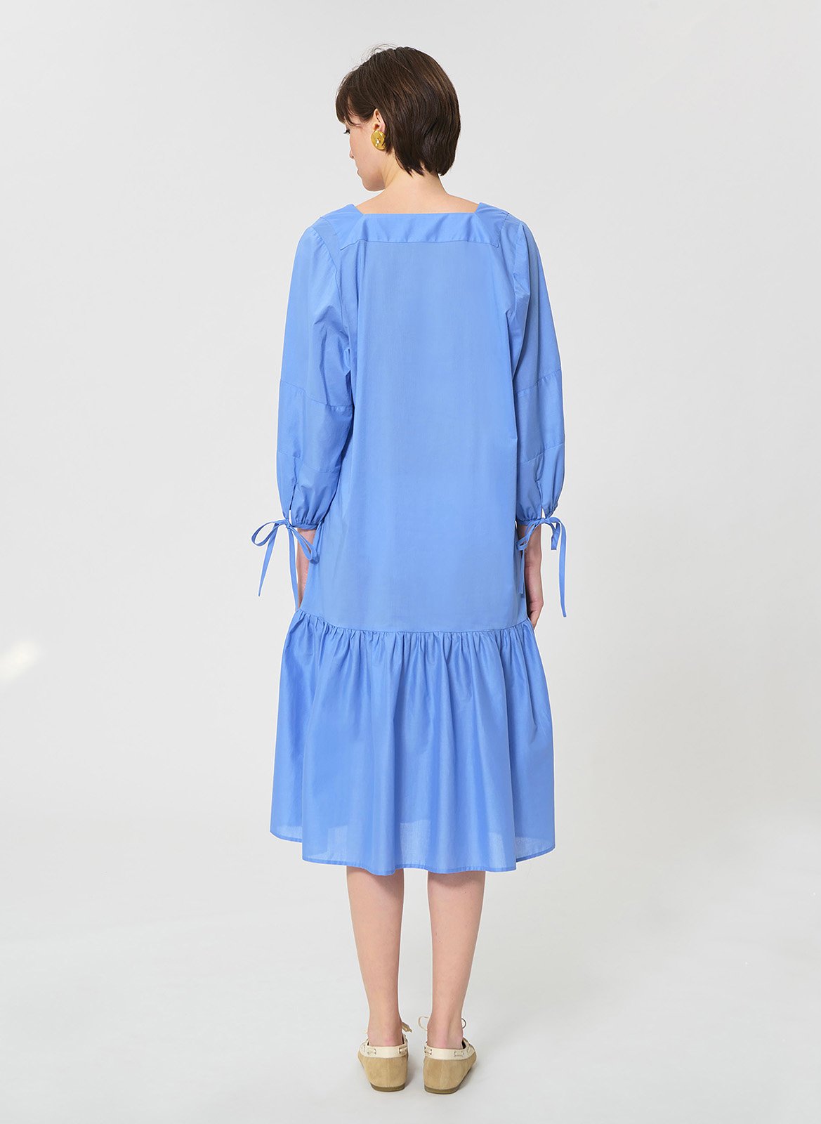 Robe midi ample à volants TARA JARMON Bleu
