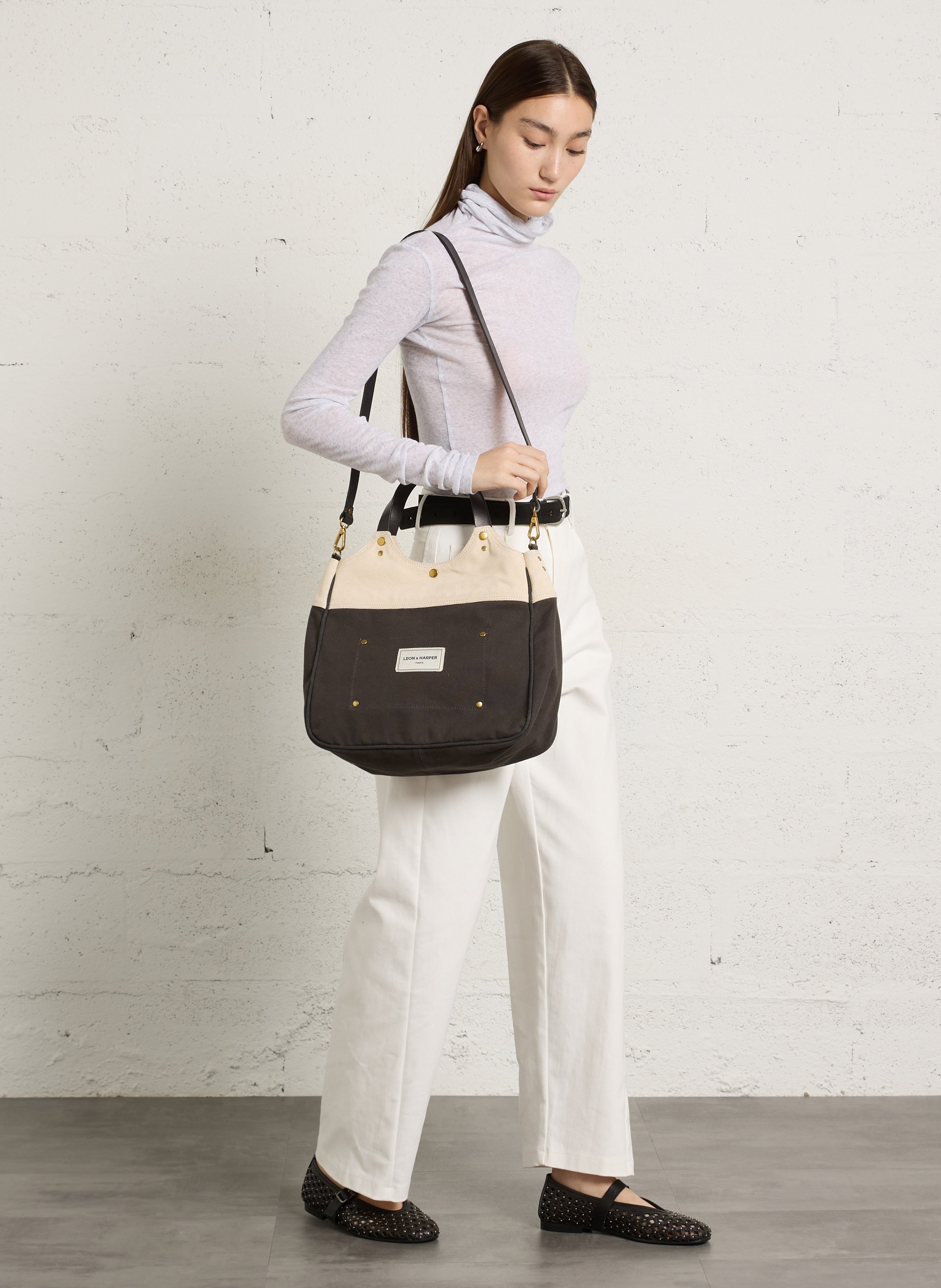 Shopper aus Baumwolle LEON & HARPER Grau