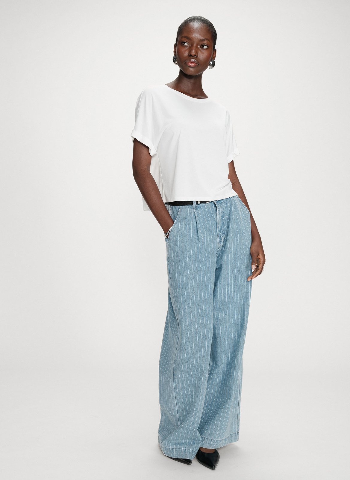 Einfarbiges Langarm-Top mit Rundhalsausschnitt GRACE ET MILA Weiss