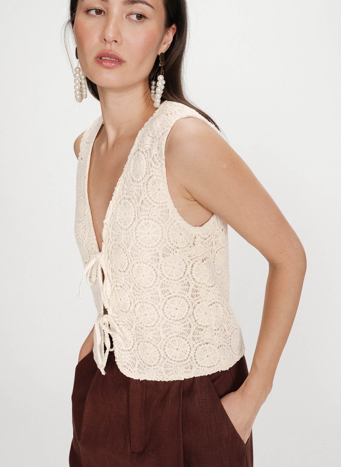 Massachusetts V-neck cotton cardigan GRACE ET MILA White