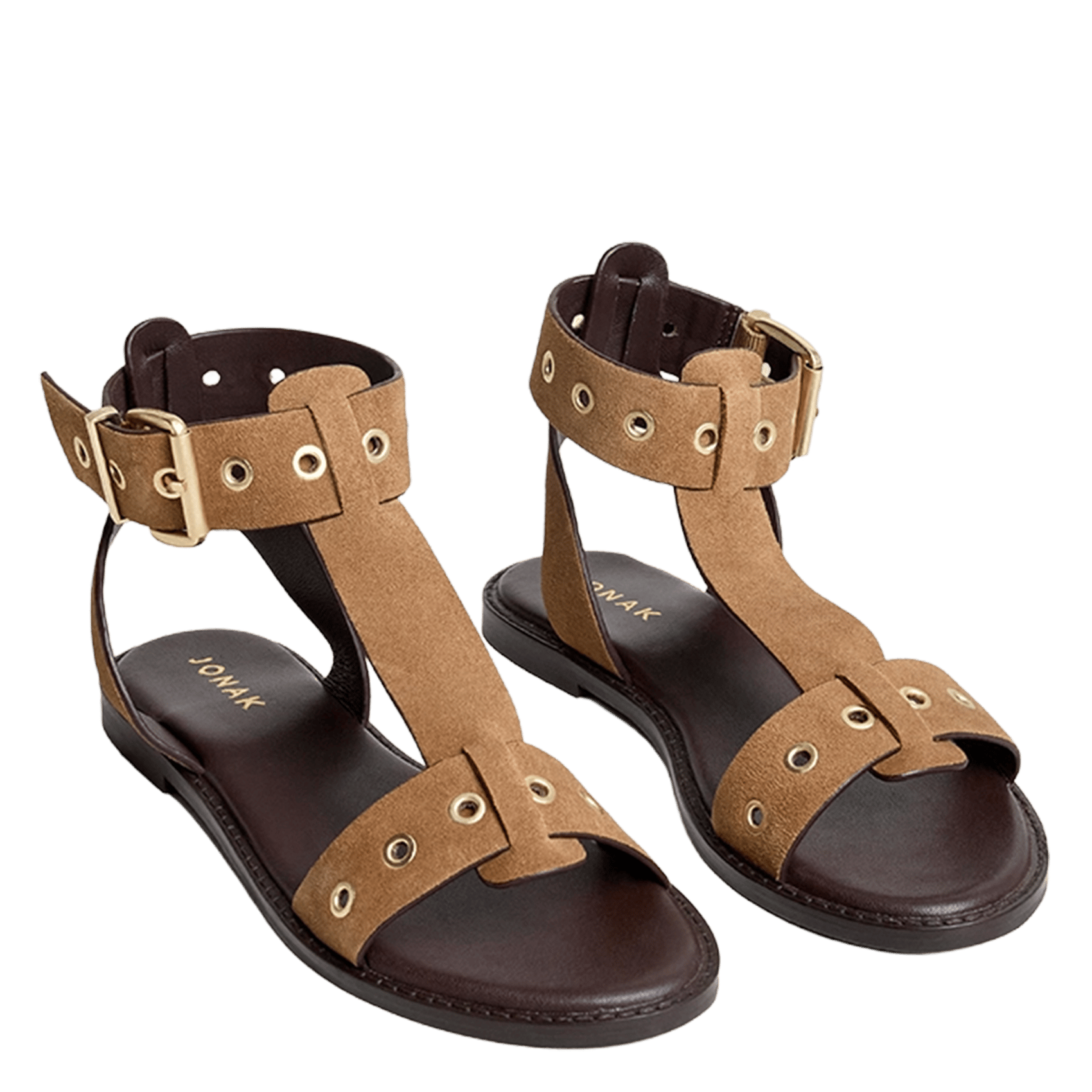 Flat soft leather sandals JONAK Brown