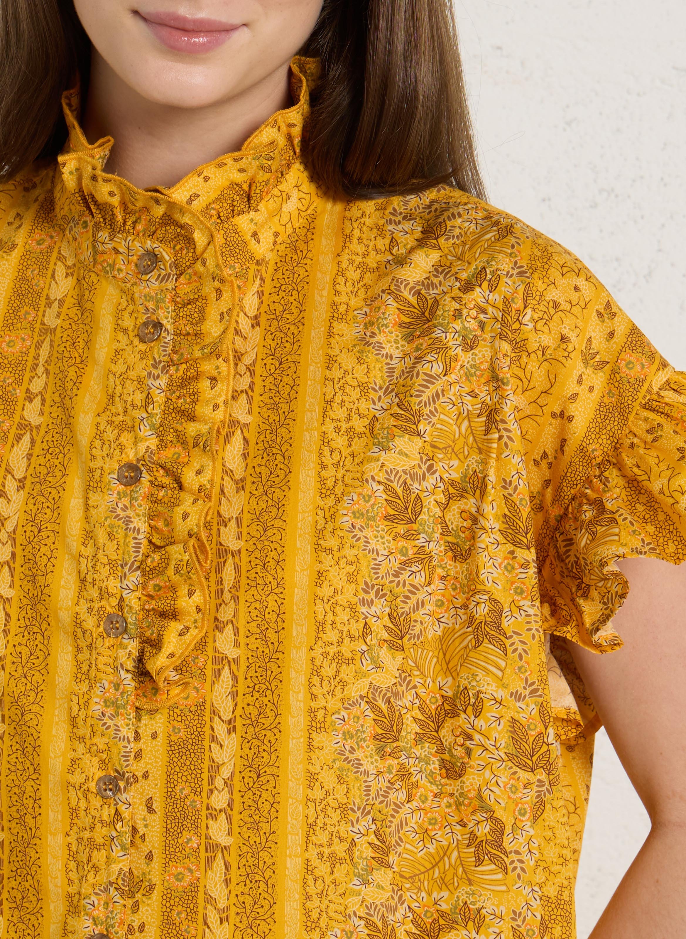 High-neck cotton shirt SUZIE WINKLE Yellow