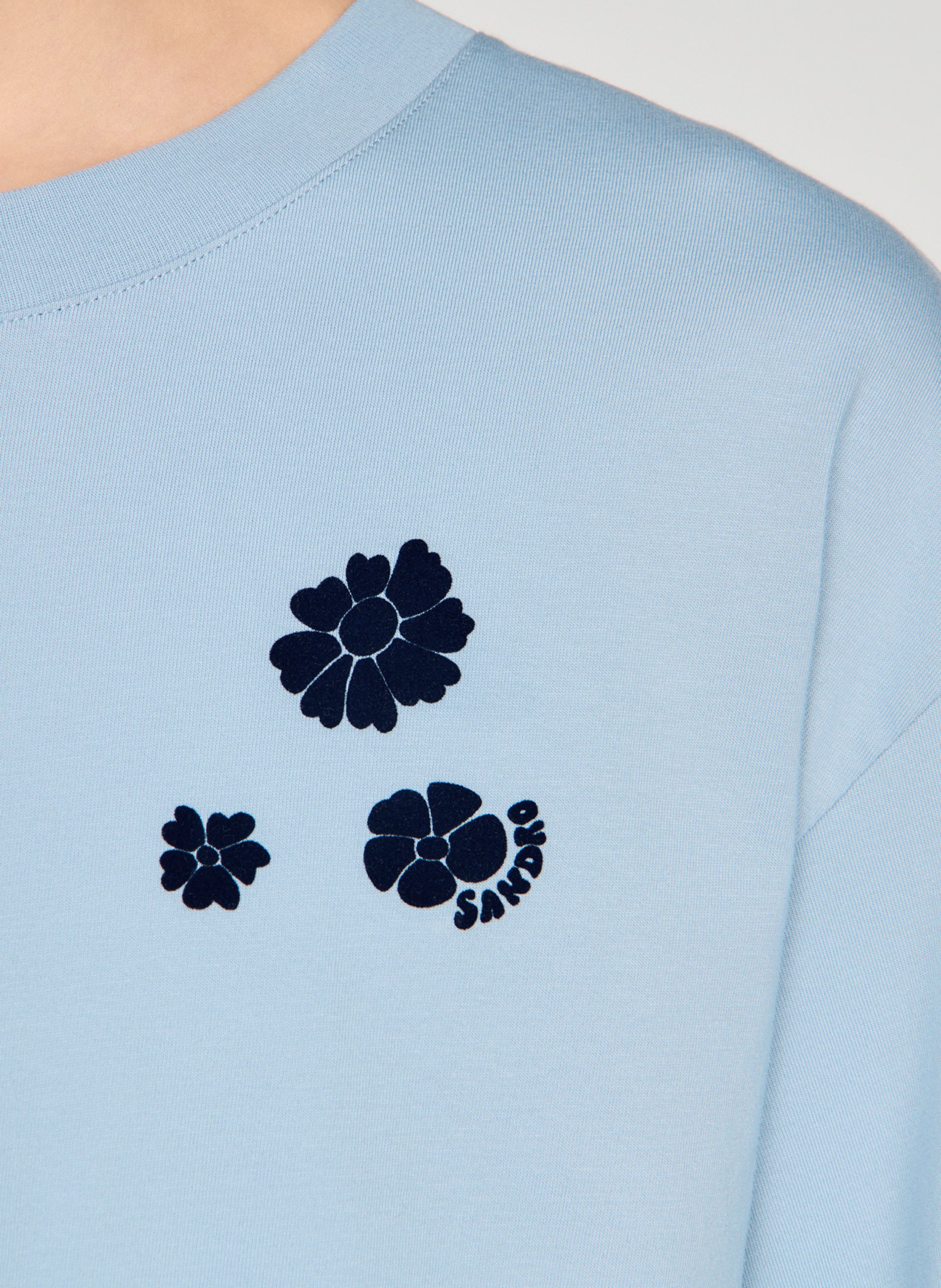 Oversized T-shirt met print aan de voorkant SANDRO Blauw
