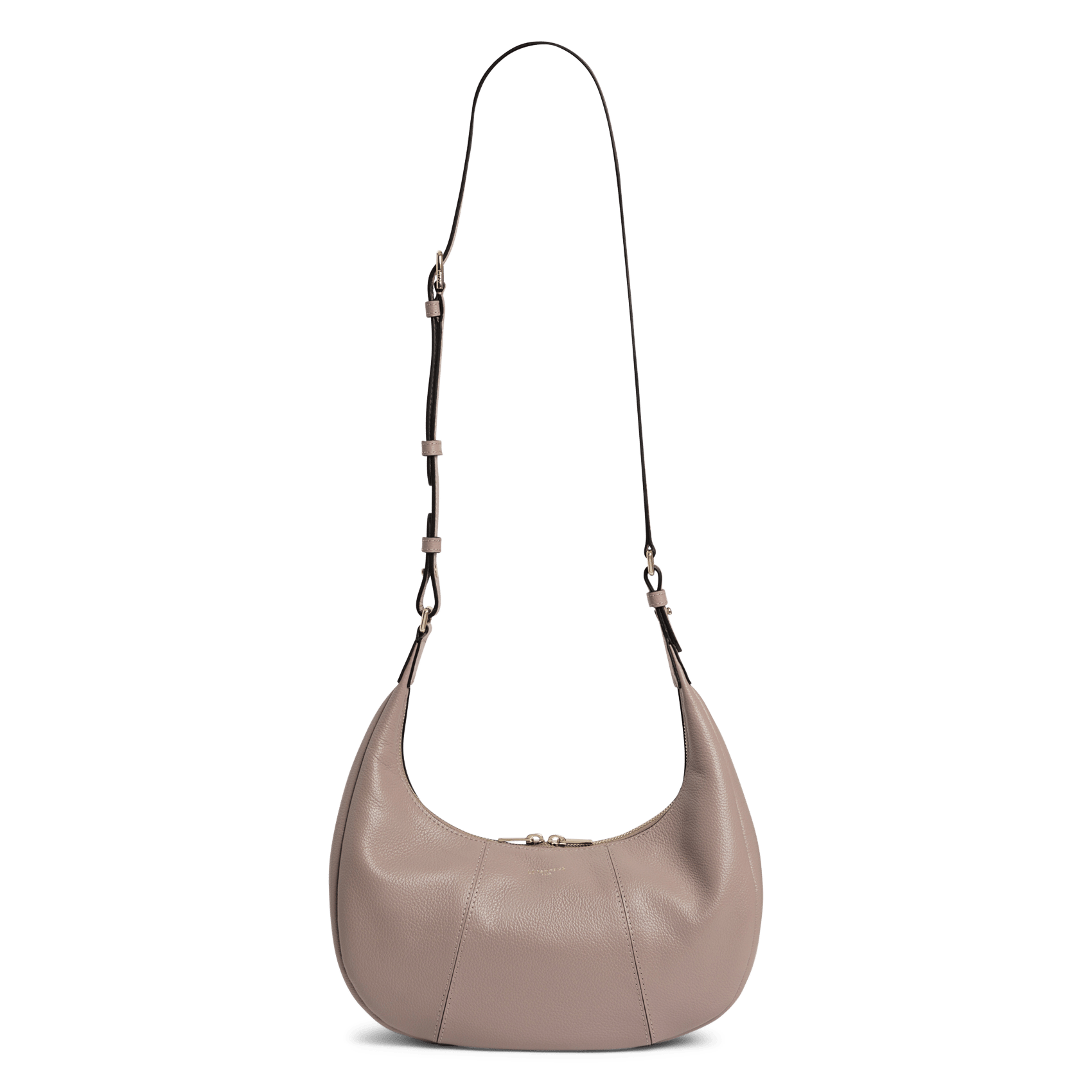 Kleine hobo tas met rits in korrelig leer | Beige LE TANNEUR Dames