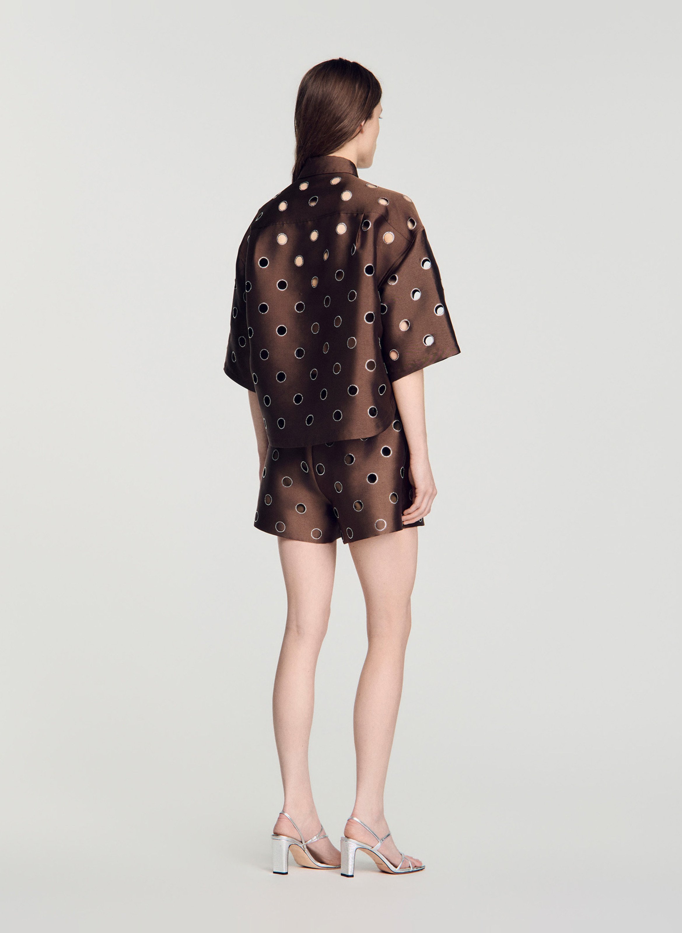 Oversize Hemd aus Leder-Optik SANDRO Braun