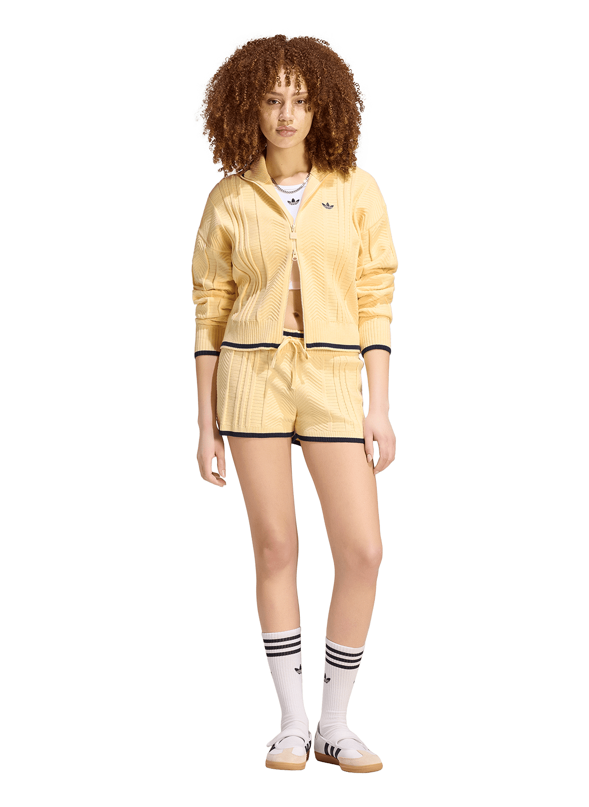High-neck zipped cardigan ADIDAS White
