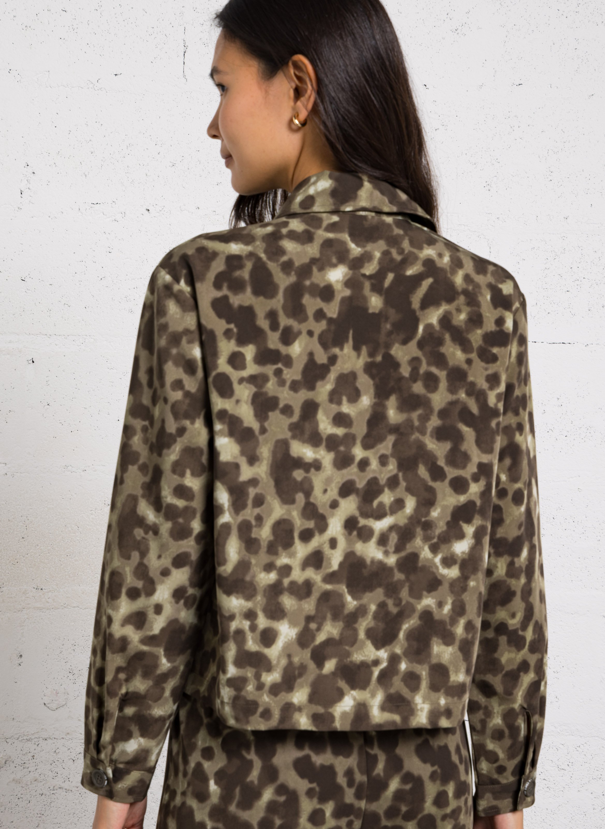 Oversized printed shirt with 3/4 sleeves  LE TEMPS DES CERISES Green
