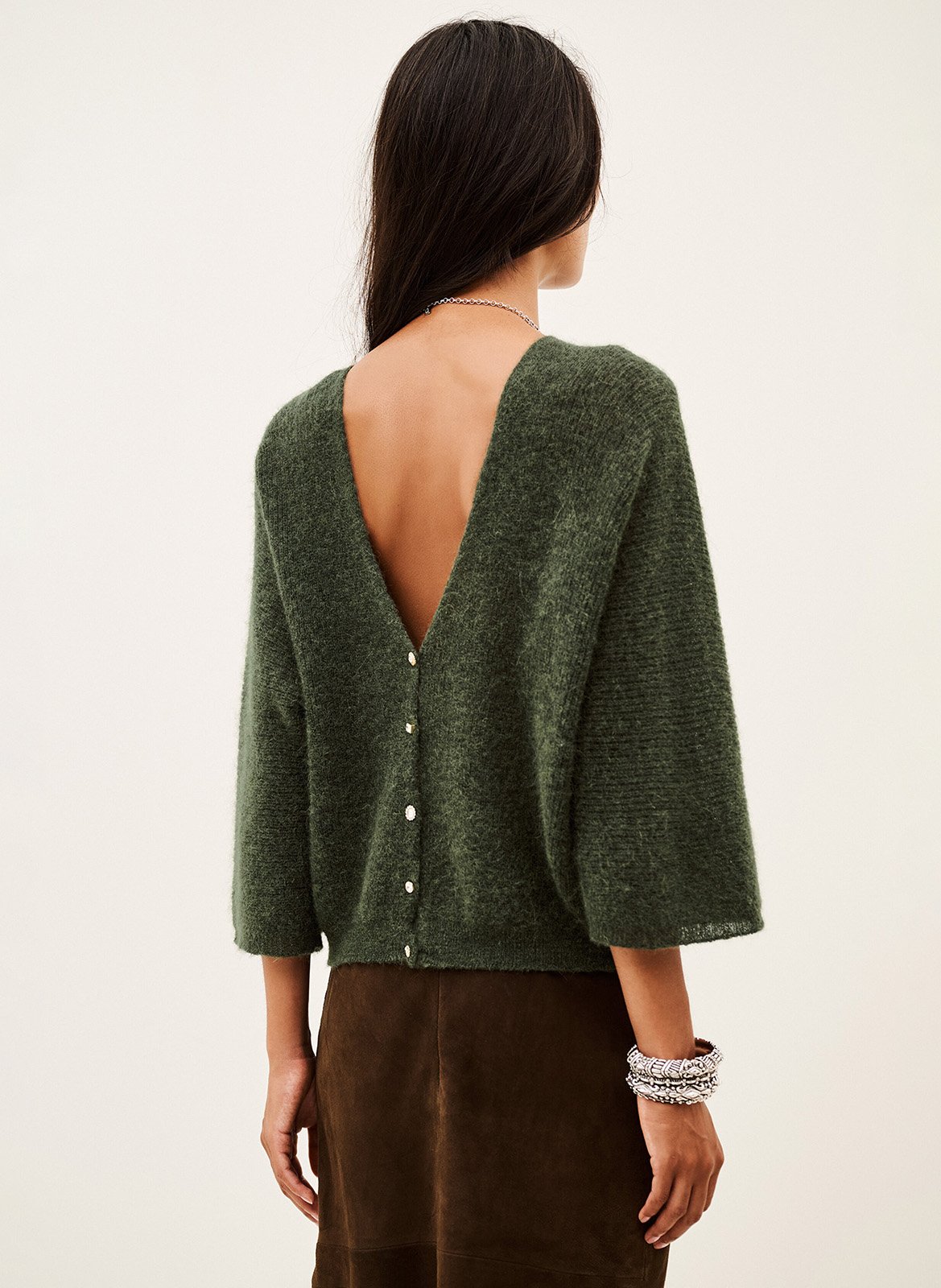 Cardigan ample en laine mélangée BA&SH Kaki