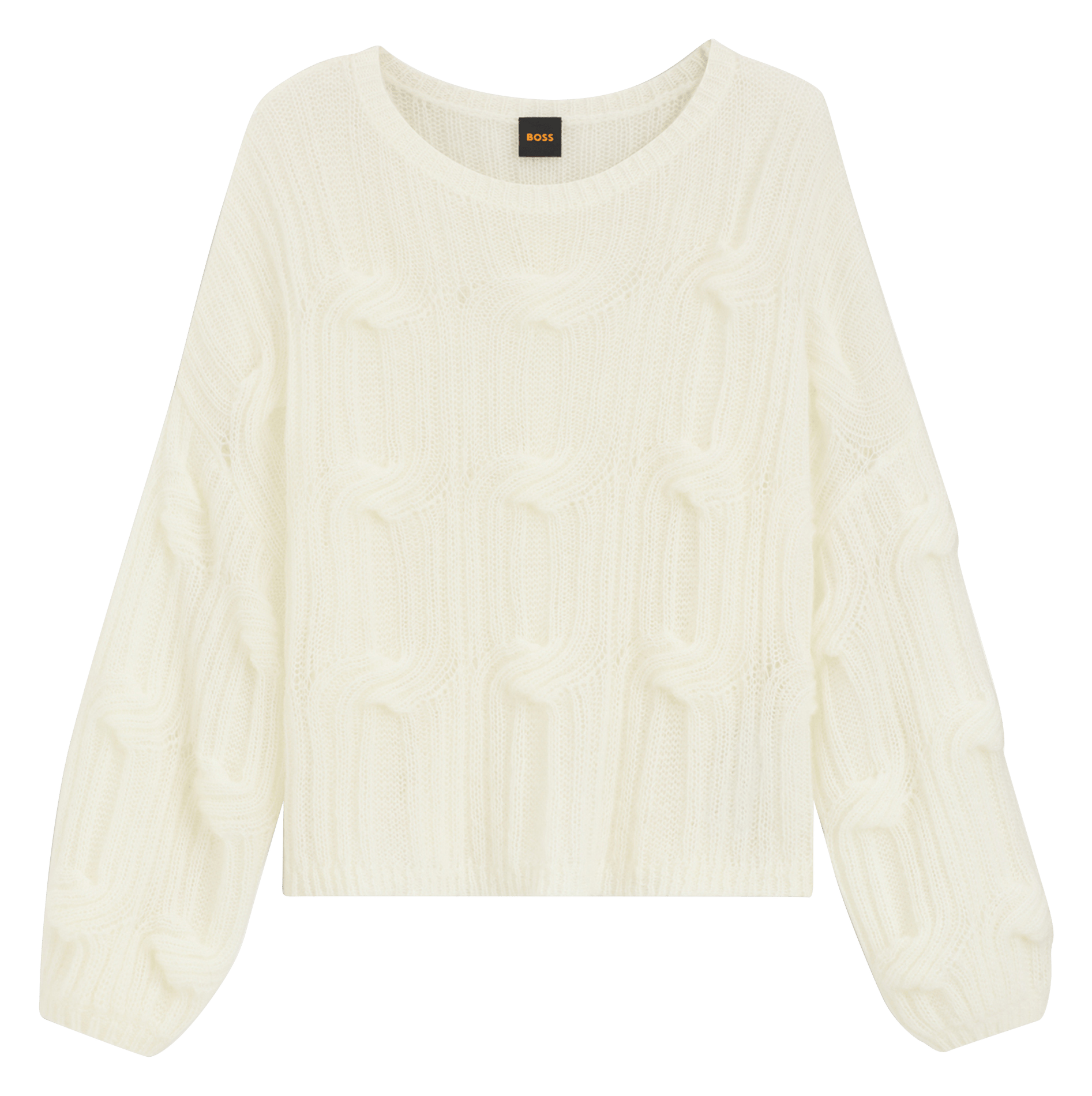 Round-neck wool-blend loose-fit sweater BOSS Beige