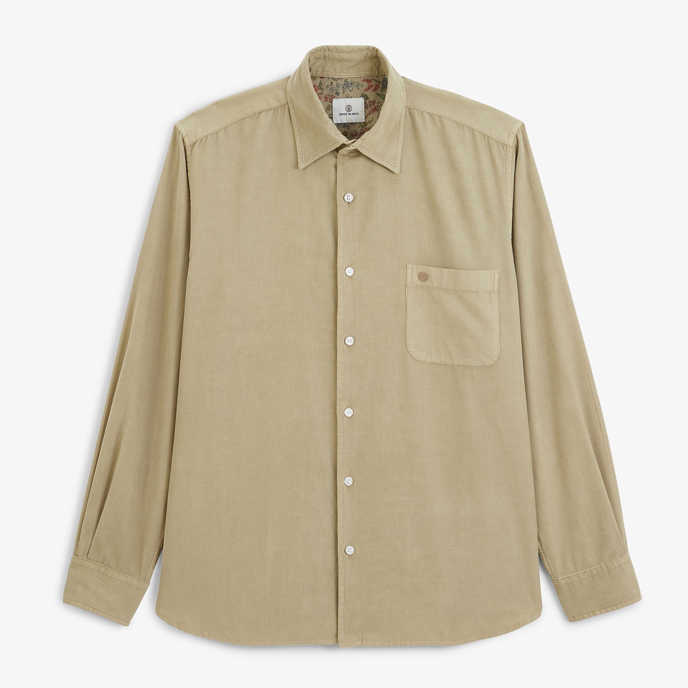 Beige Travertine Corduroy Long Sleeve Shirt SERGE BLANCO Beige