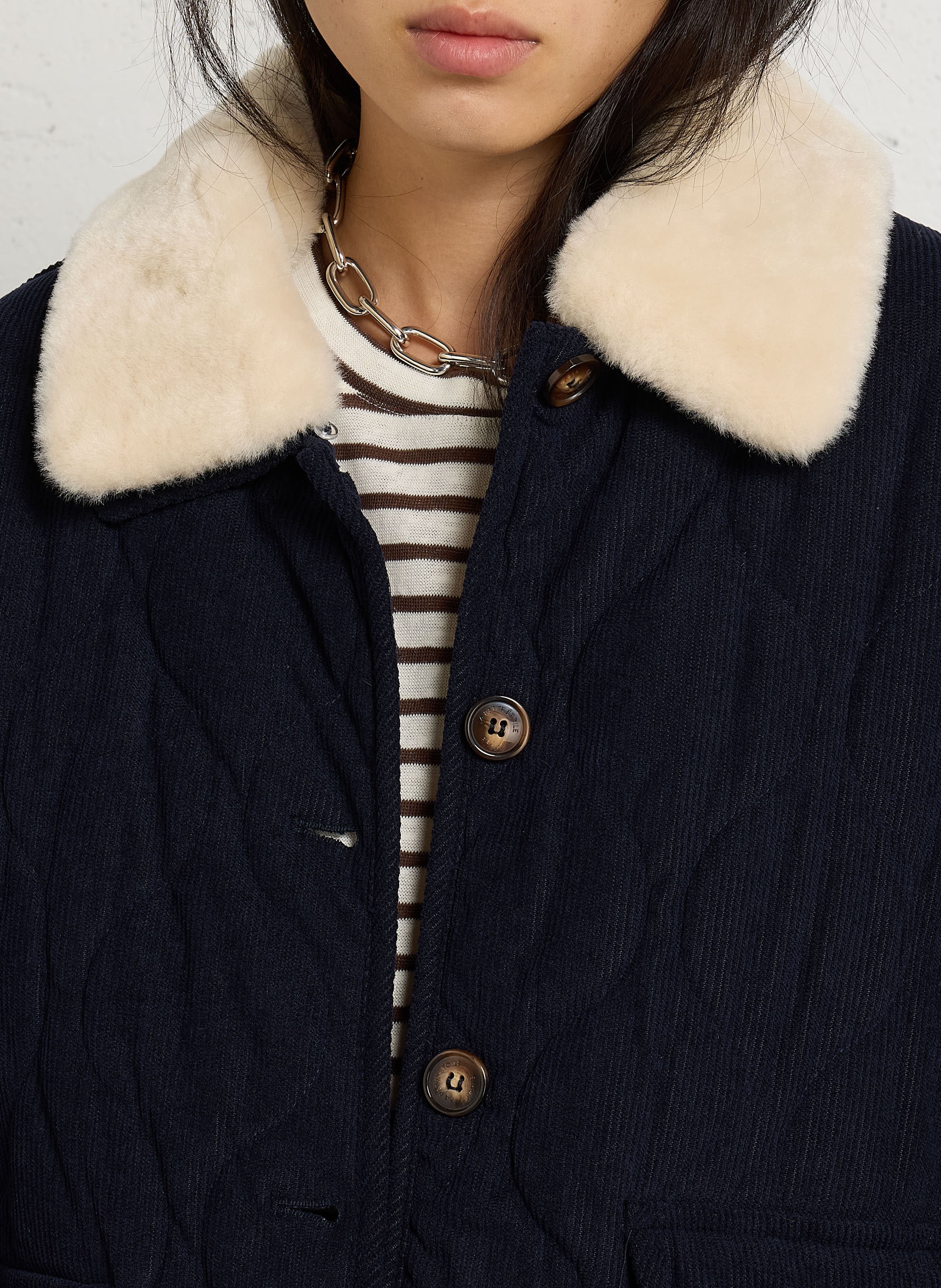 Rechte fluwelen corduroy jas LA PETITE ETOILE Blauw