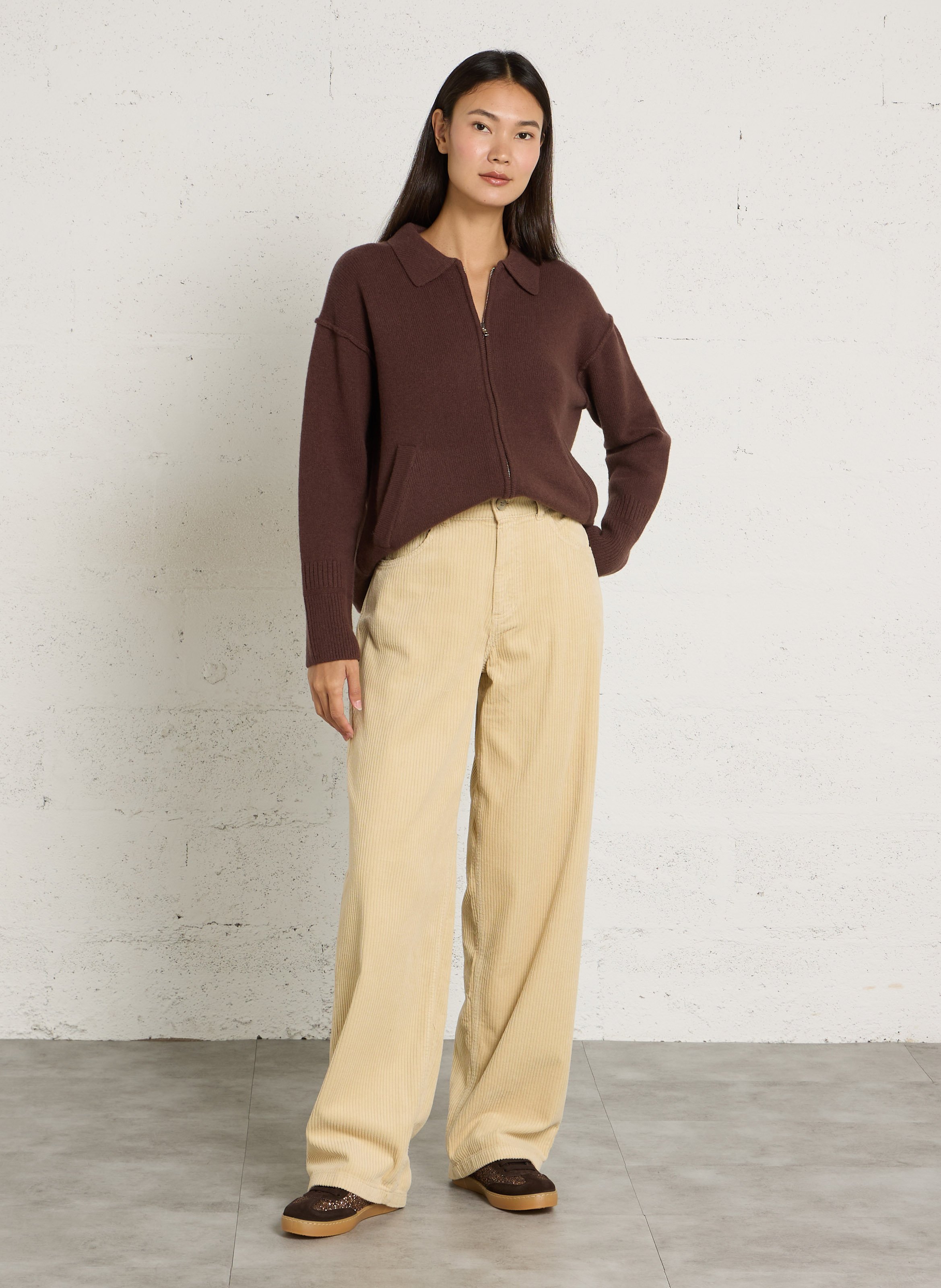 Gerade geschnittene Baumwoll-Cordhose THE NEW SOCIETY Beige