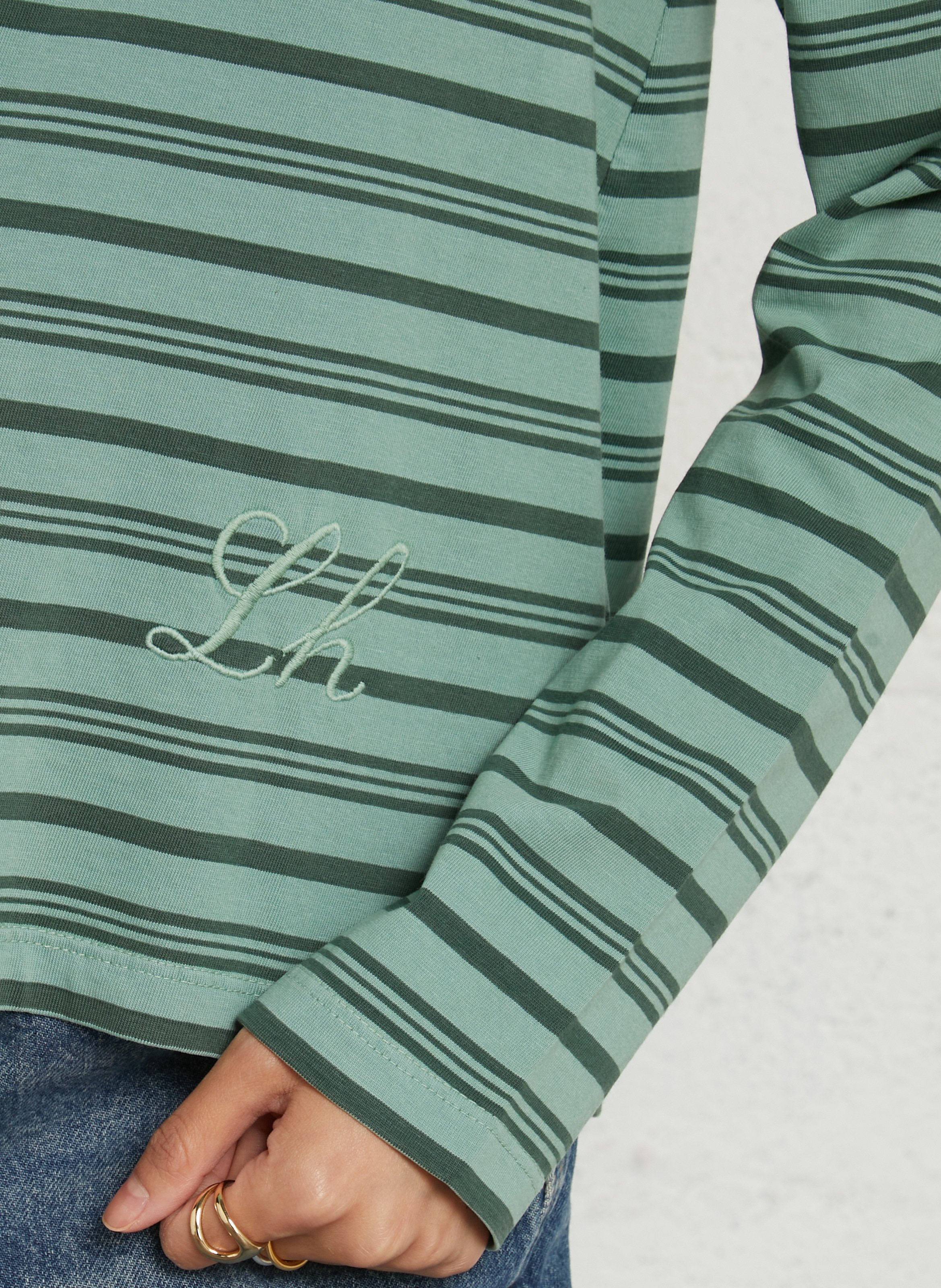 T-shirt rayé en coton bio LEON & HARPER Vert