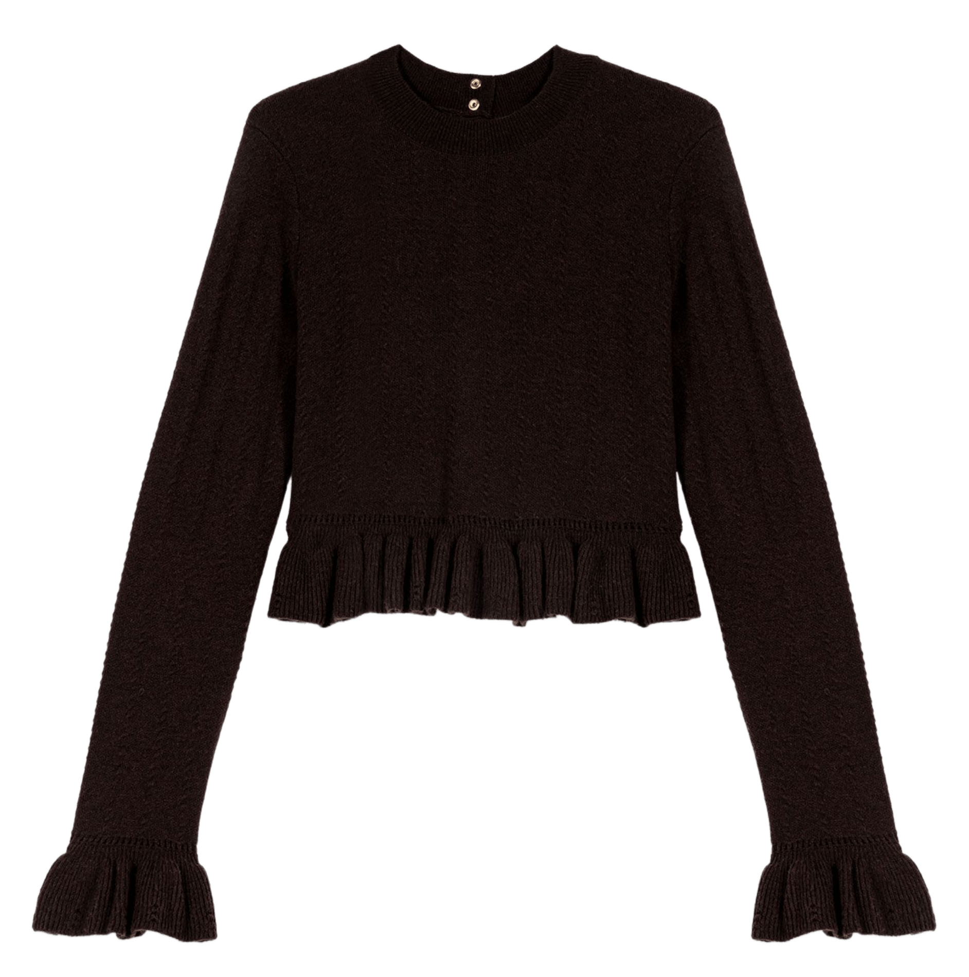 Robe courte en maille évasée MAJE Marron
