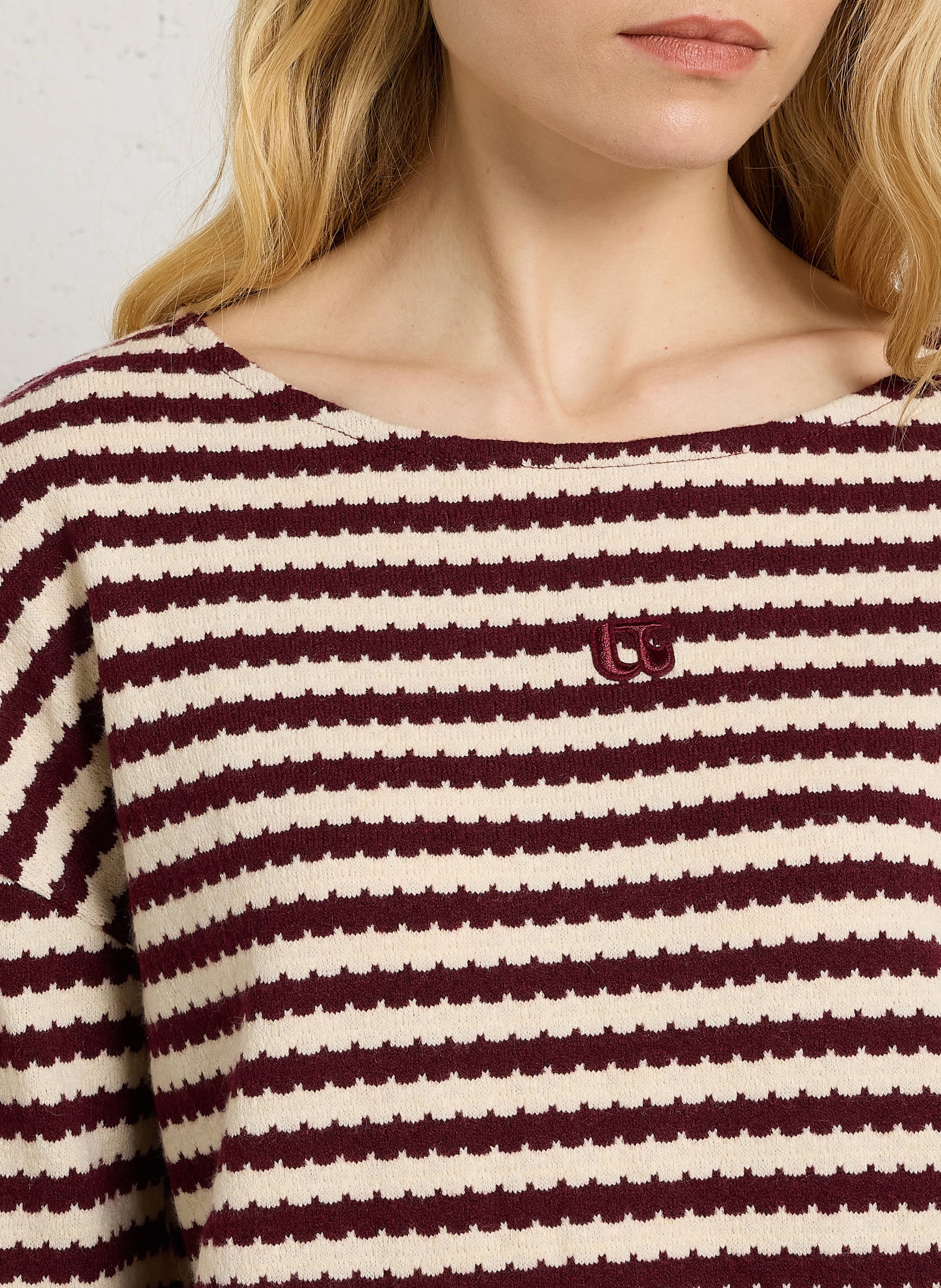 Tee-shirt ample col rond à rayures LE TEMPS DES CERISES Rouge