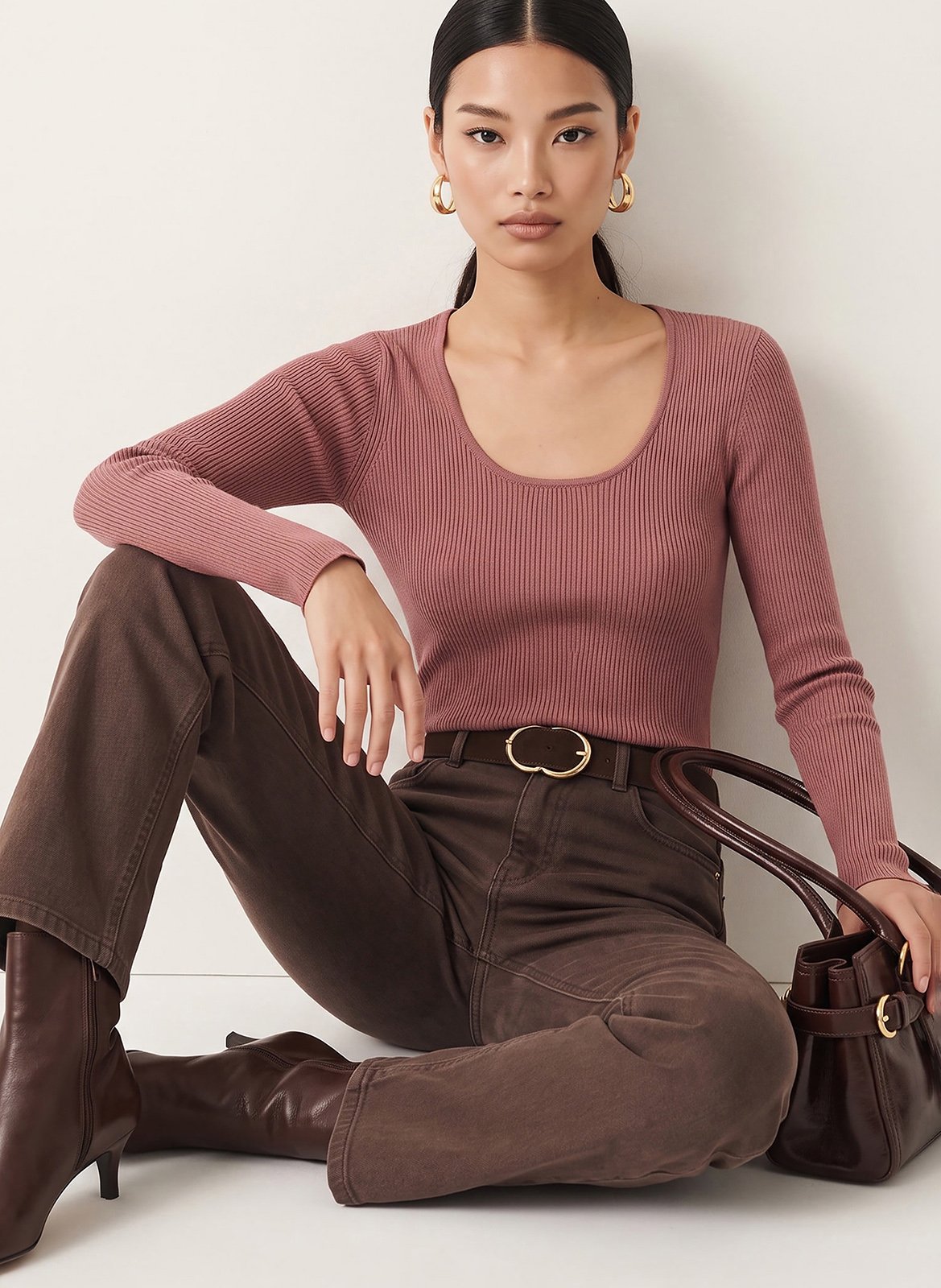 Taillierter Pullover mit Rundhalsausschnitt KOOKAI Rosa