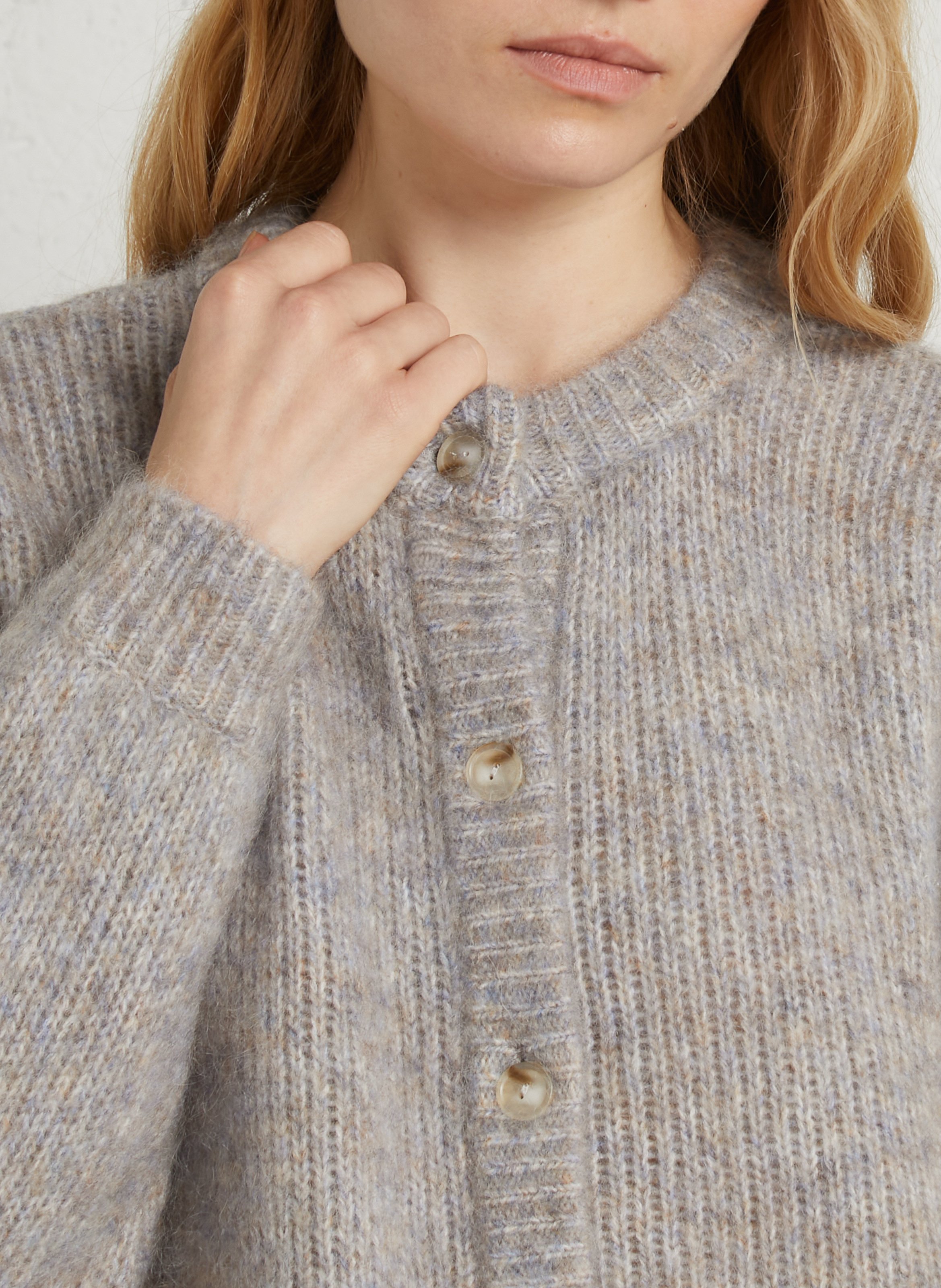 Round-neck wool-blend cardigan DES PETITS HAUTS Multicolored