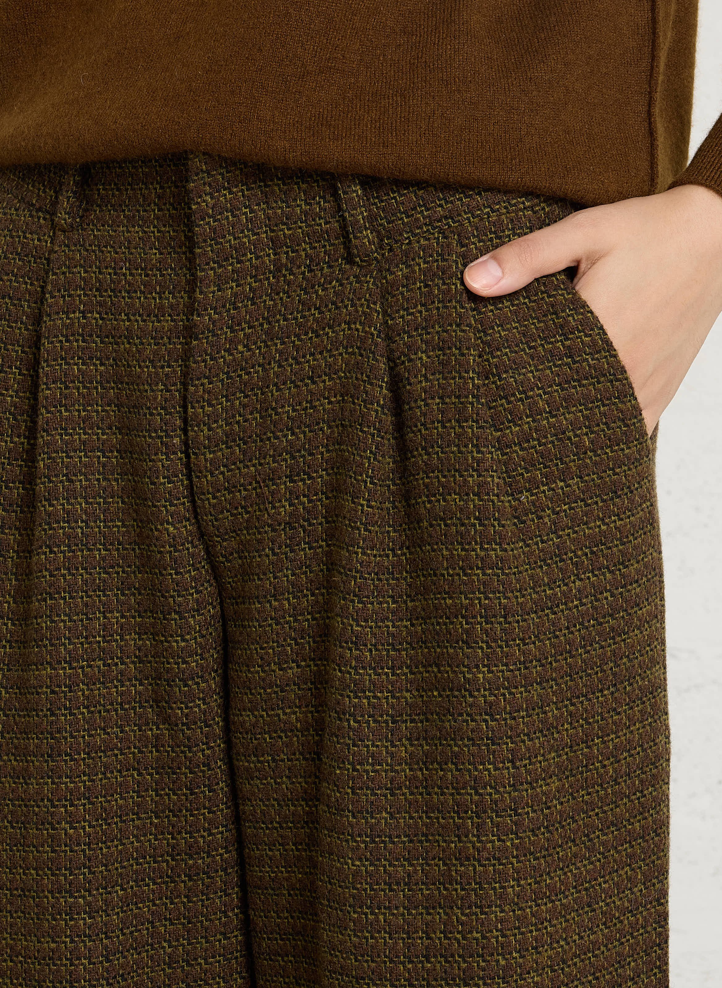 Wijde broek | wolblend THE KORNER Bruin