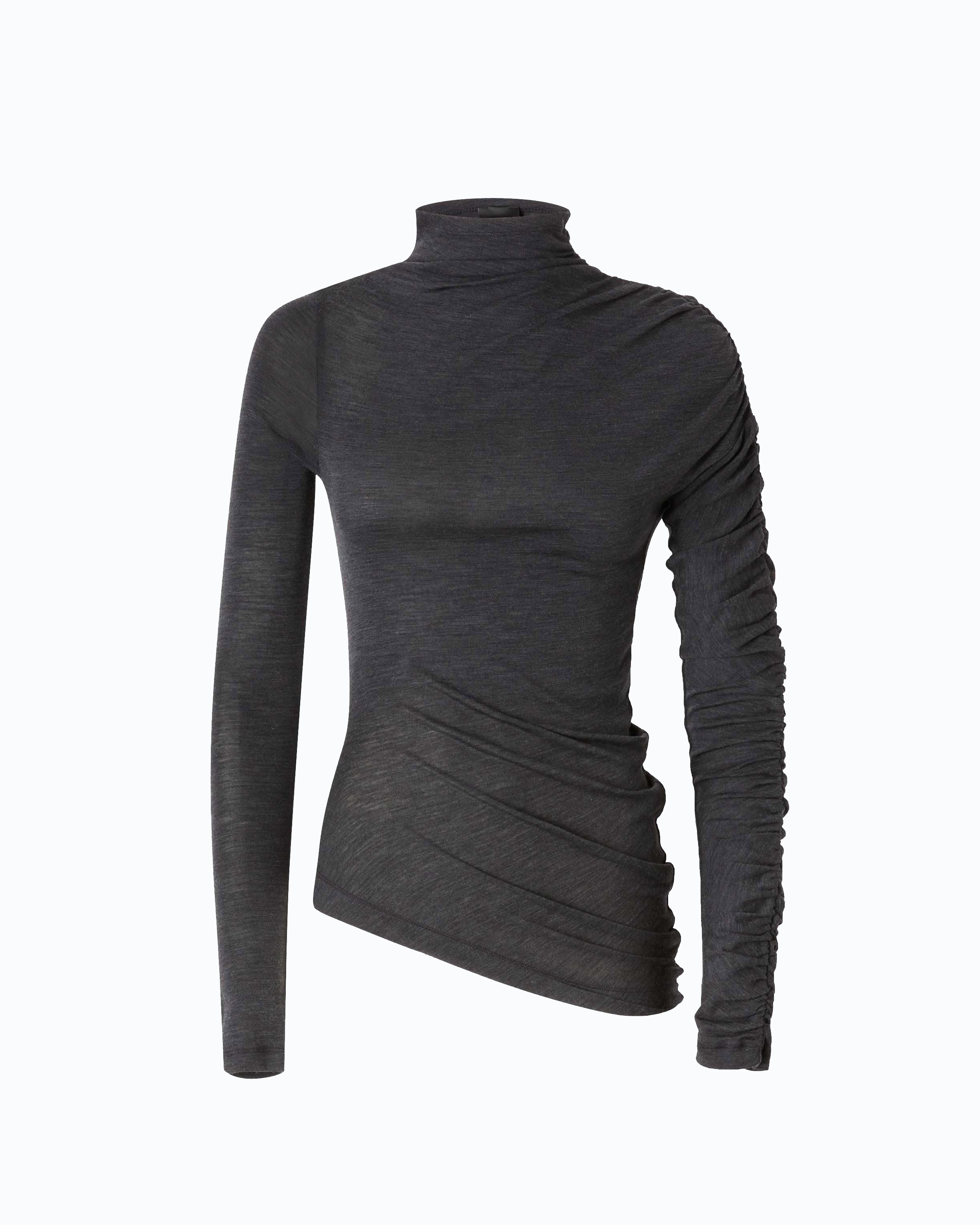 T-shirt à col roulé et base asymétrique PINKO Gris