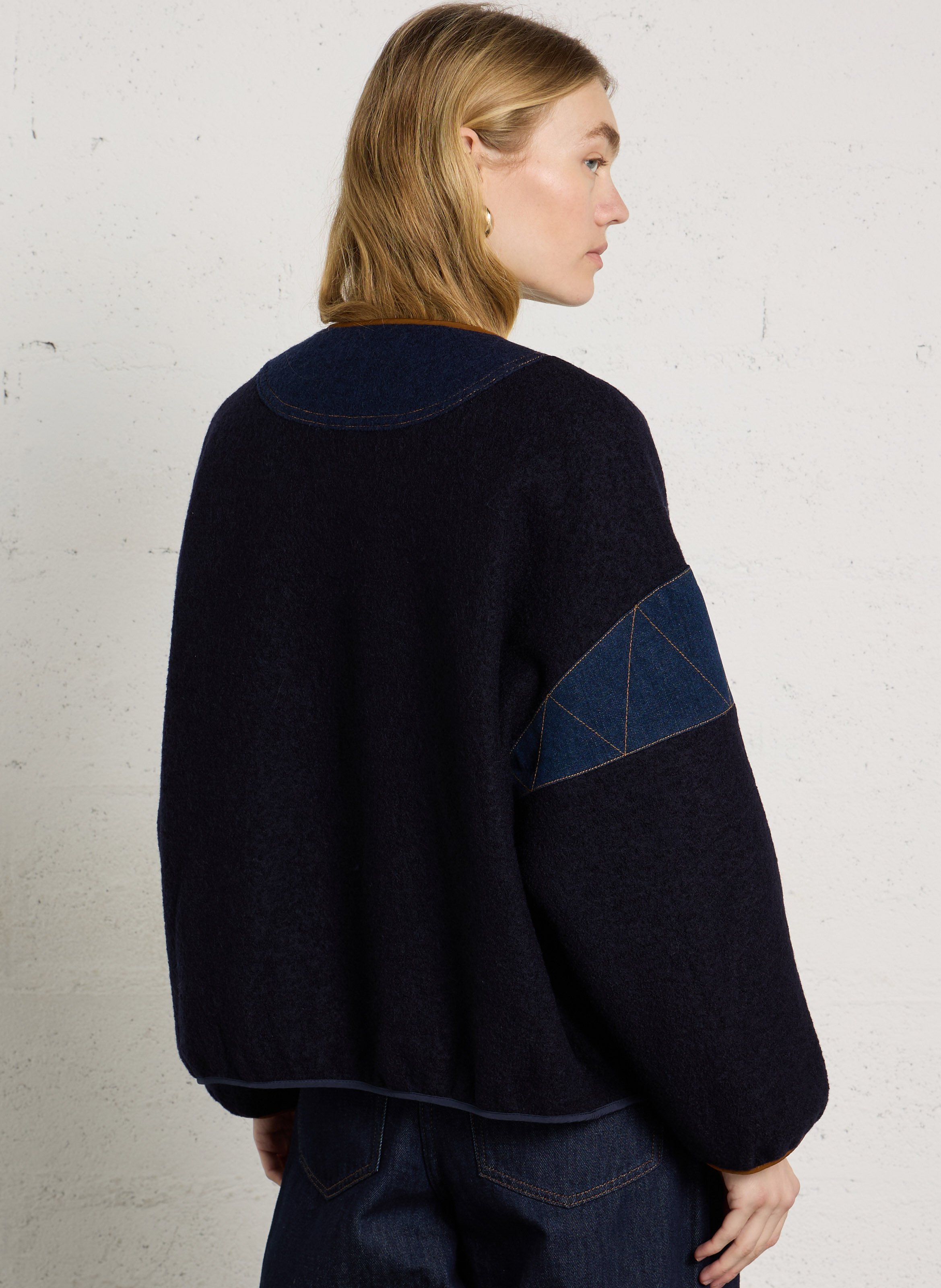 Round denim and wool jacket SESSUN Blue