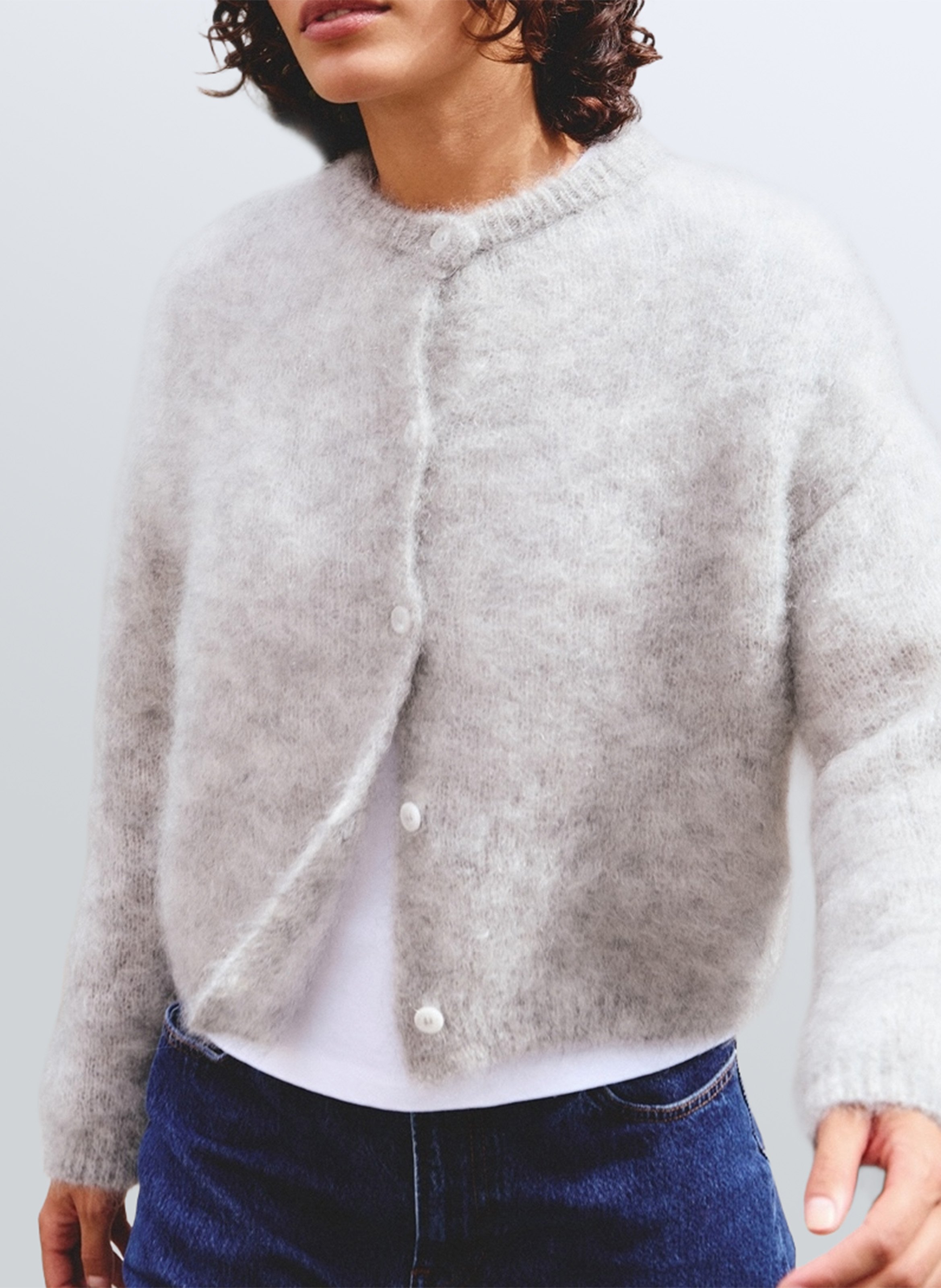 Oversized round neck mohair blend vest SURPRISE