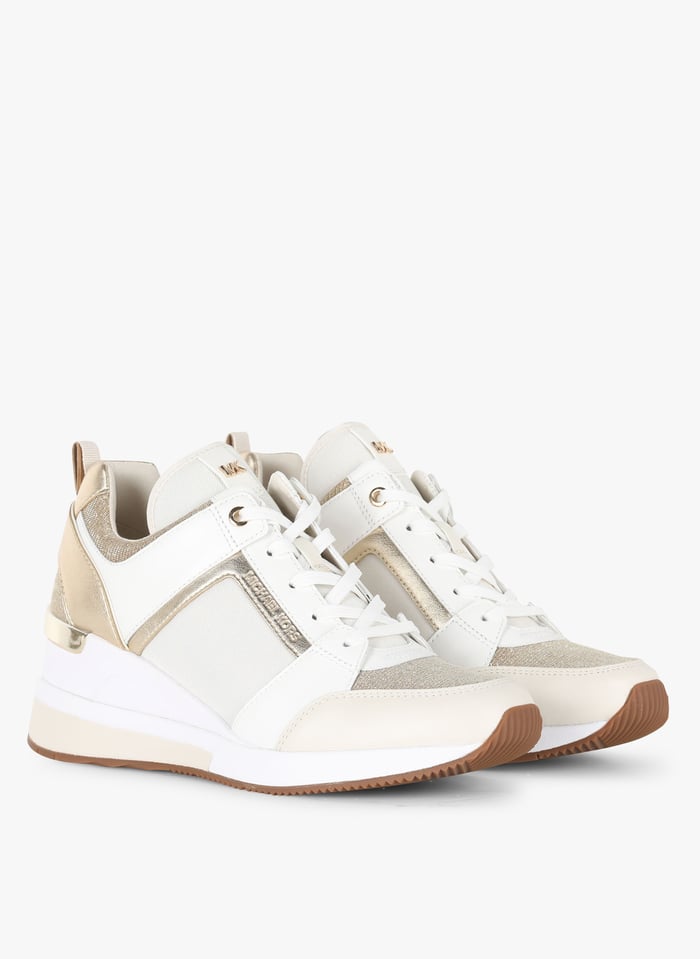 Leather Flatform Sneakers Pale Gold Michael Kors - Women | Place des Tendances
