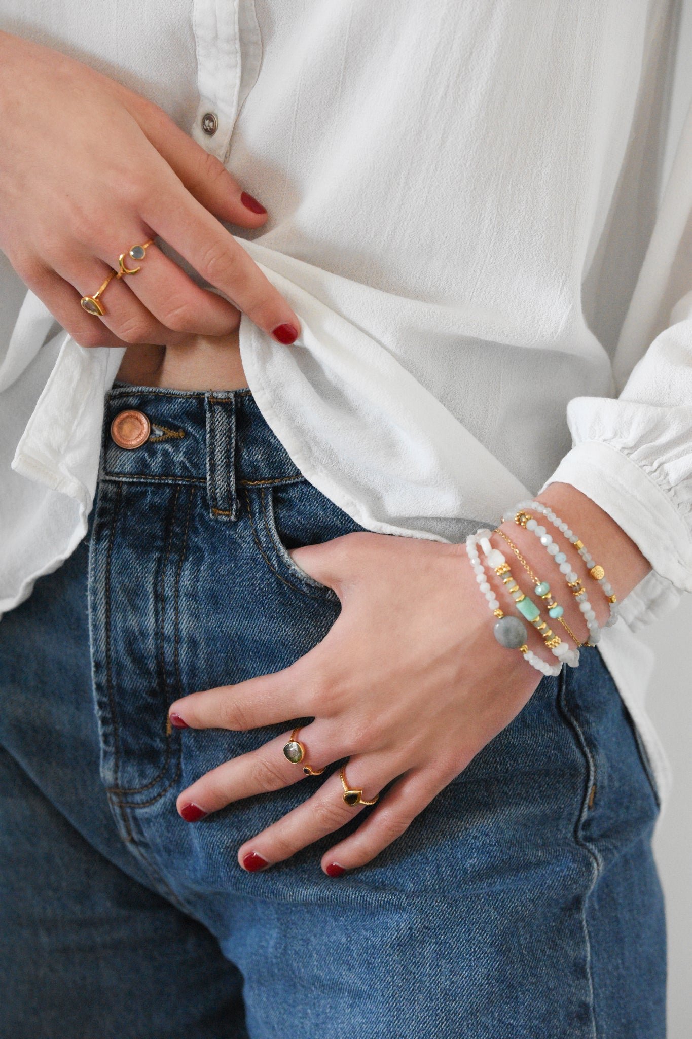 Amazonite and moonstone bracelet GINANDGER Blue