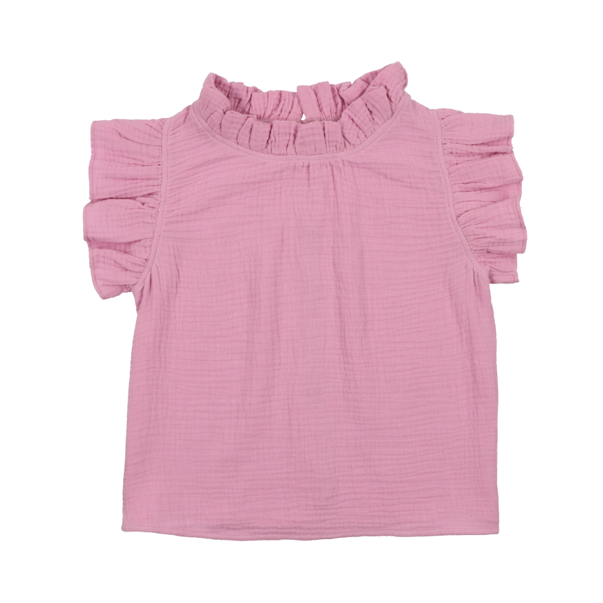 Bluse mit Volants aus Baumwollgaze THE NEW SOCIETY Violett