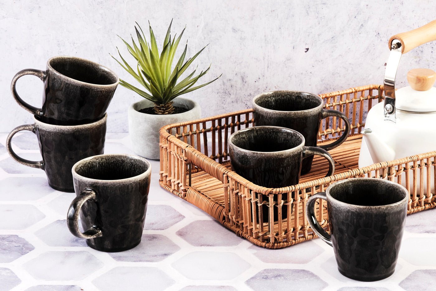 MOON - 6-piece mug set BJORN Black