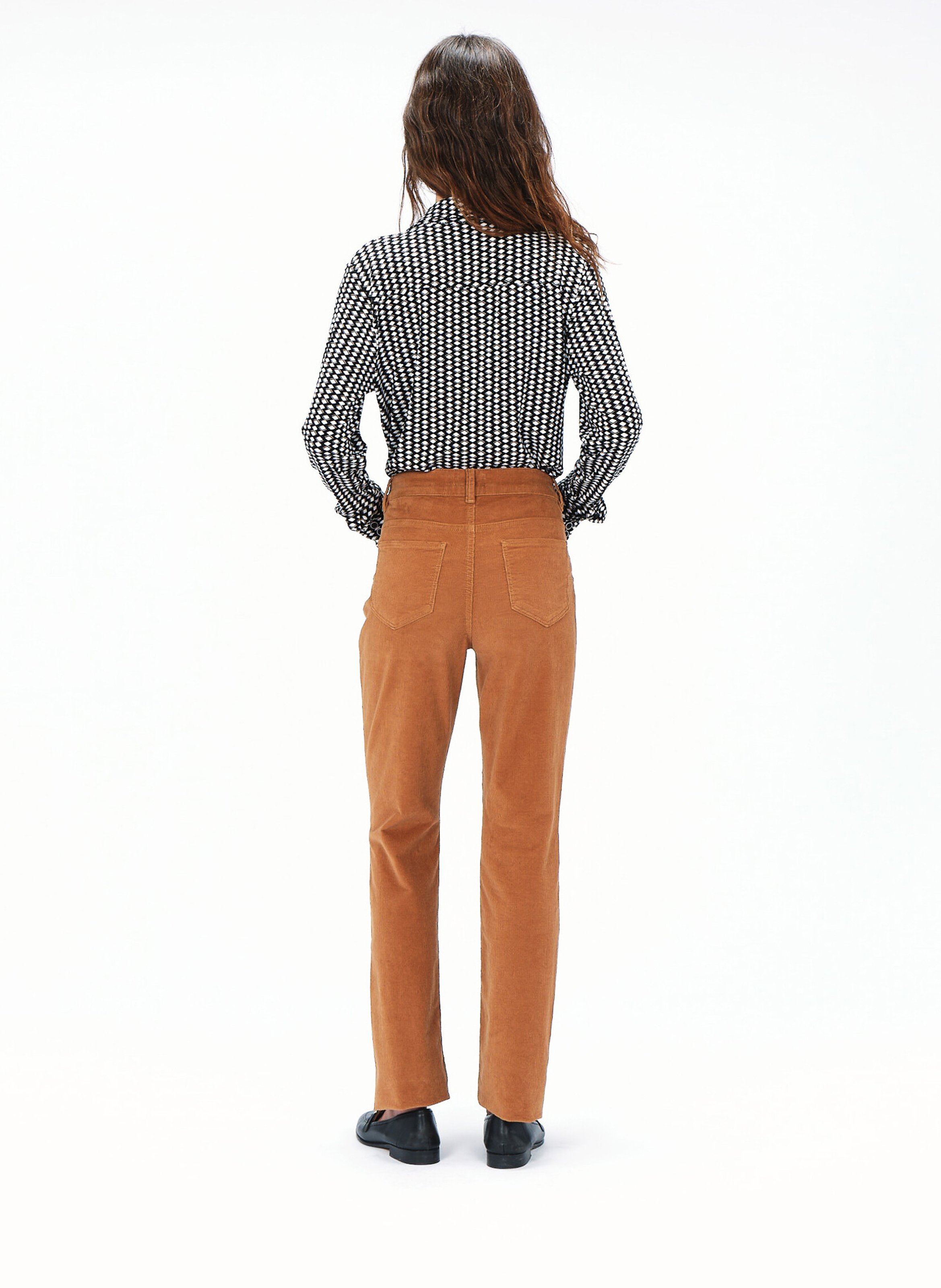 Pantalon droit en velours CAROLL Marron